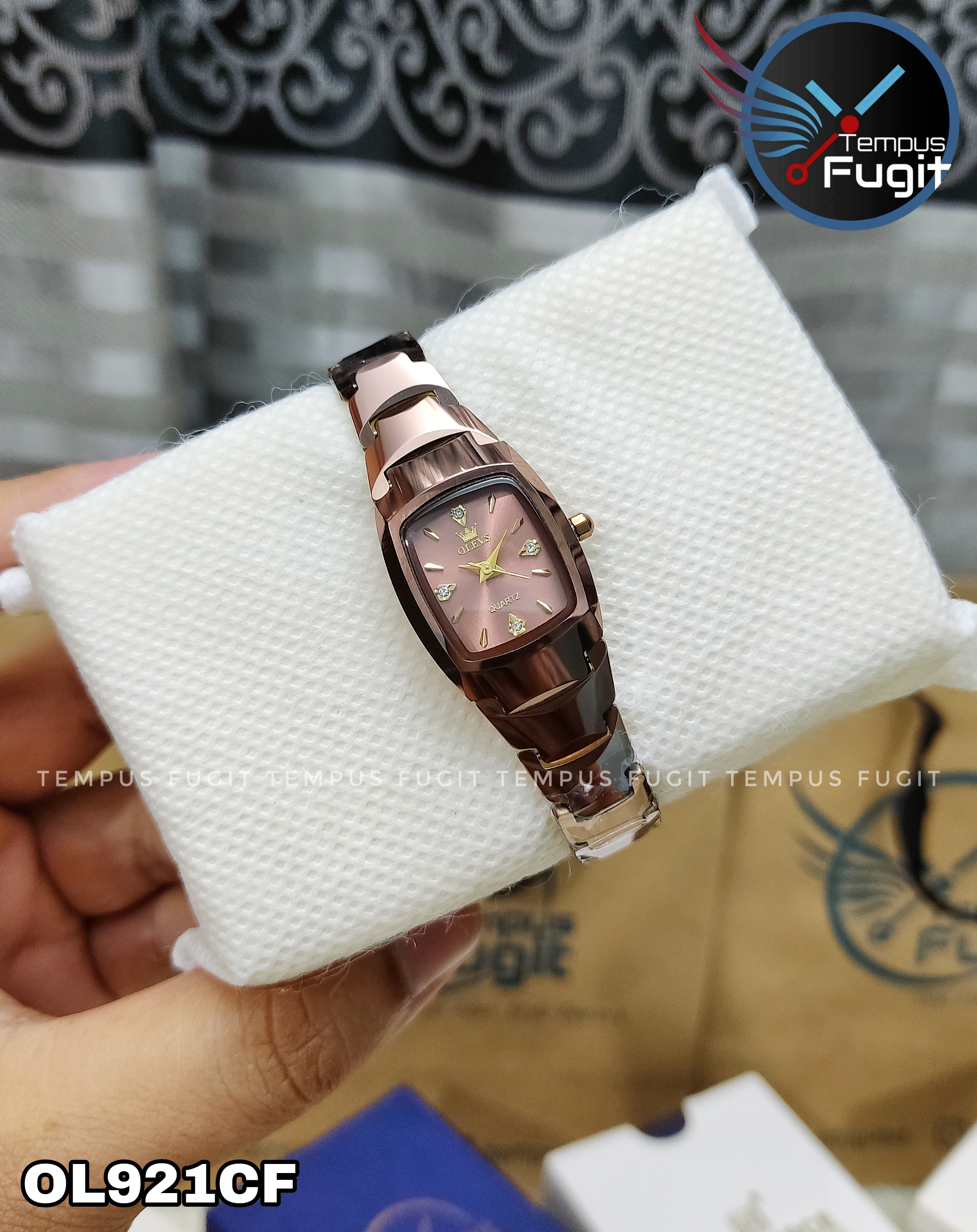 OLEVS 7006 Ladies Chain Watch- Coffee Dial- Coffee Bezel- Coffee Chain- TF Code OL921CF_img_10