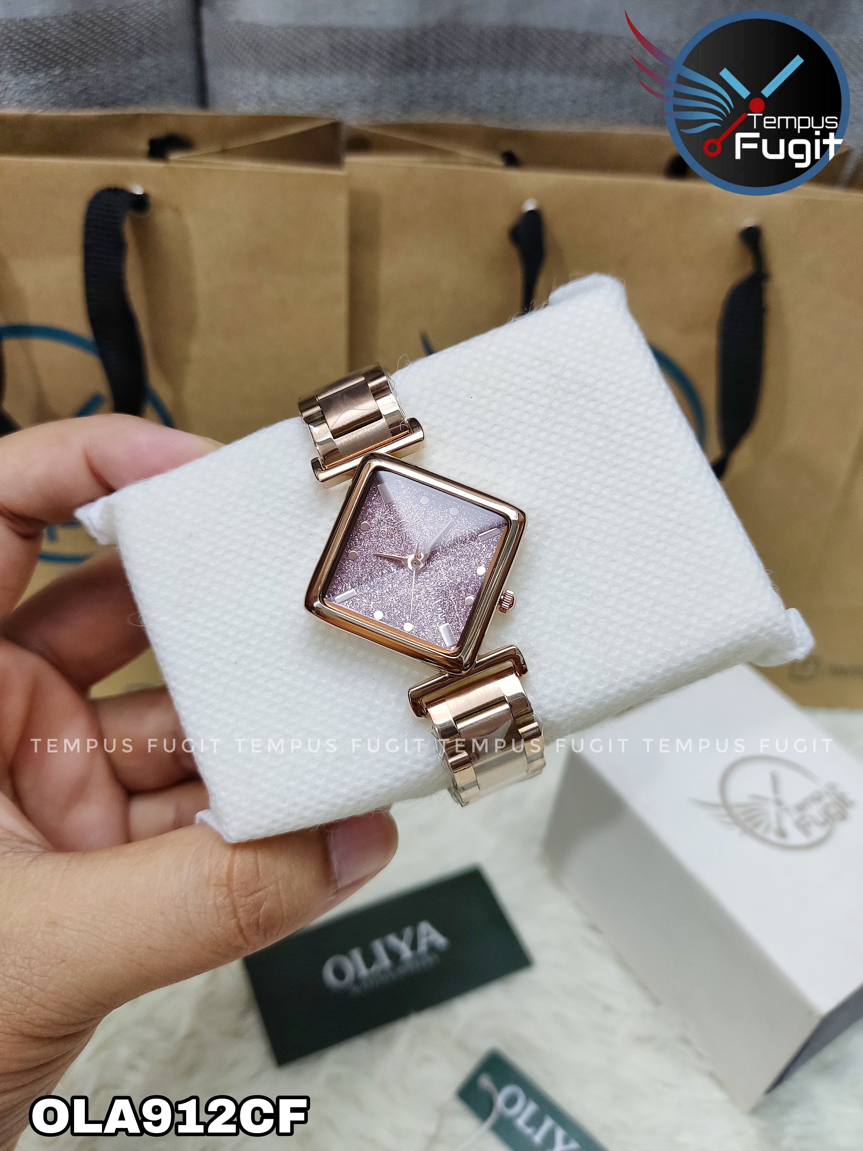 OLIYA 6819 Ladies Chain Watch- Sparkling Pink Dial- Rose Golden Bezel- Rose Golden Chain- TF Code OLA912CF_img_0