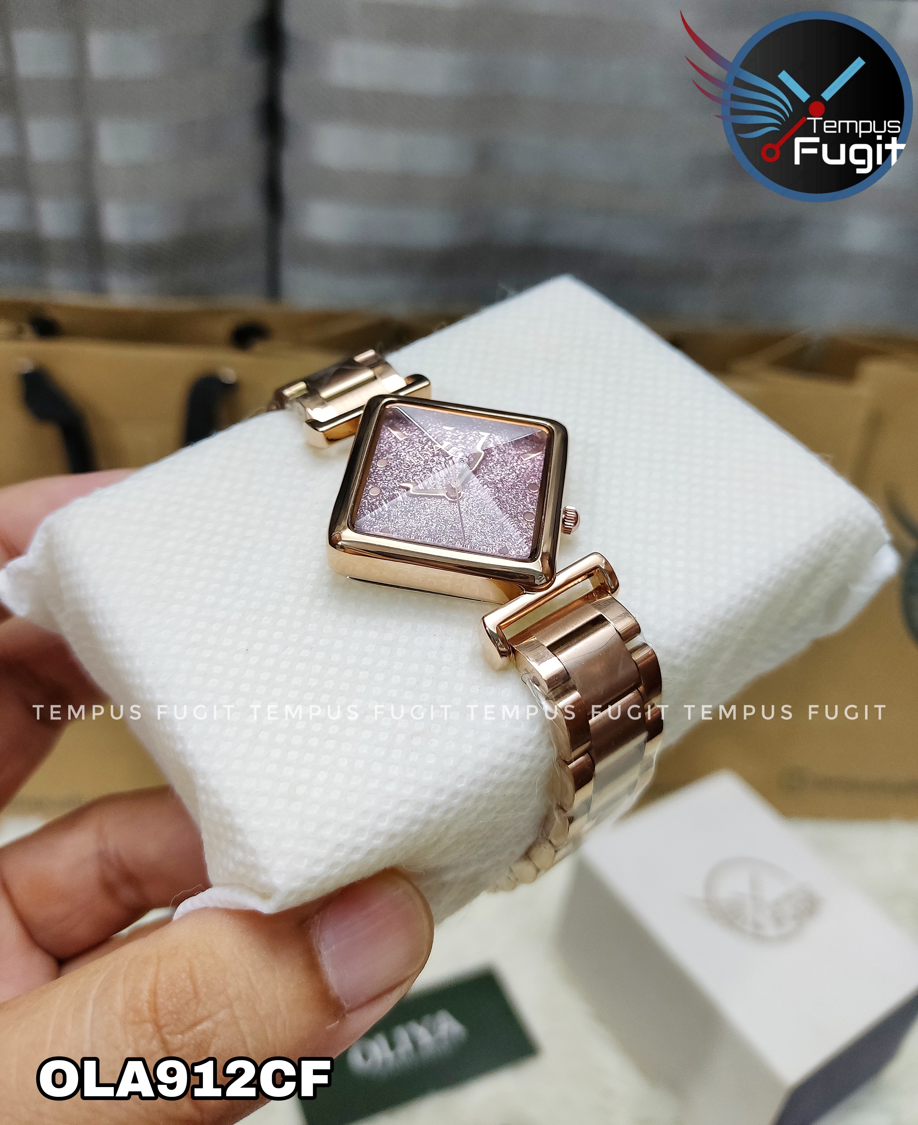 OLIYA 6819 Ladies Chain Watch- Sparkling Pink Dial- Rose Golden Bezel- Rose Golden Chain- TF Code OLA912CF_img_1