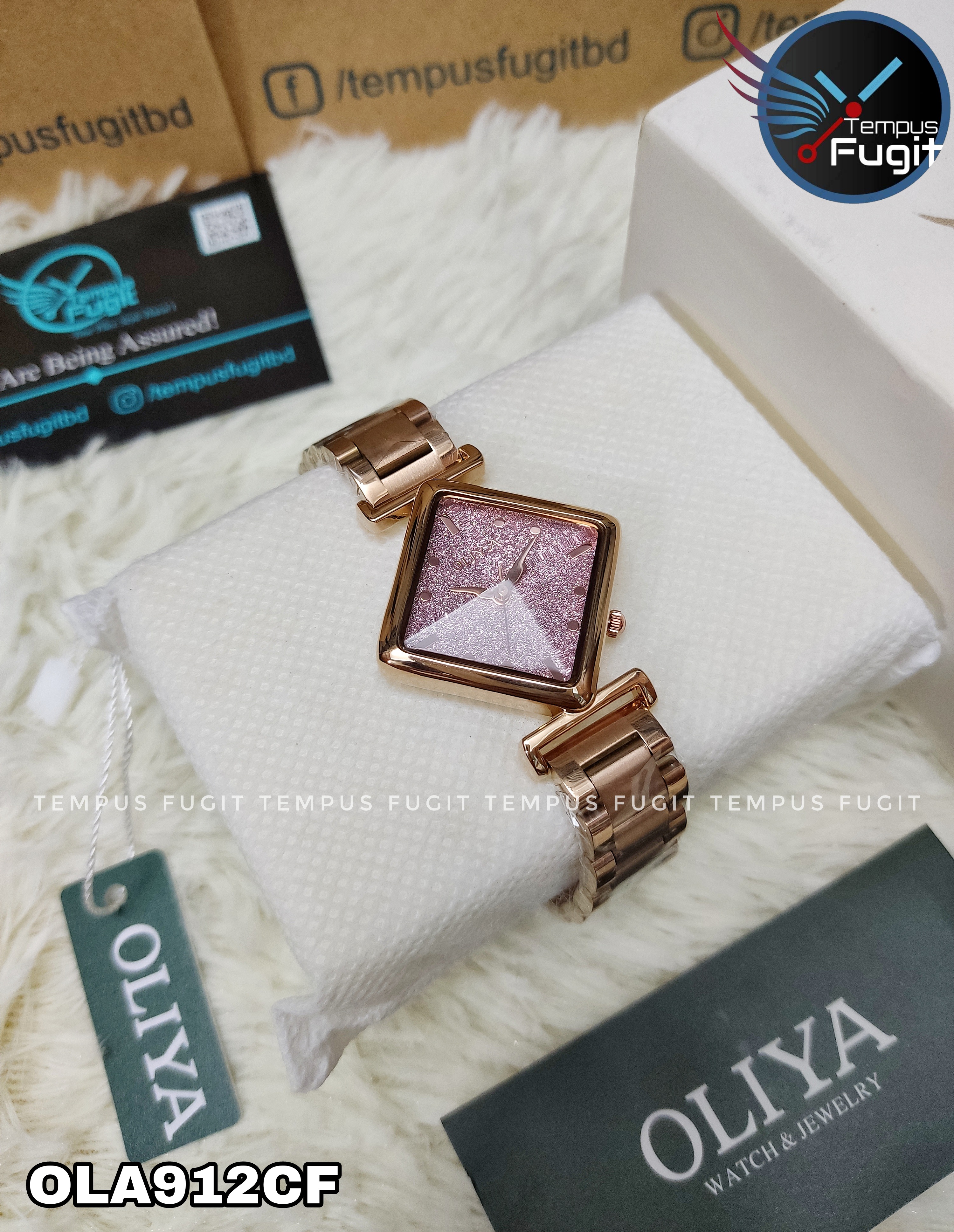 OLIYA 6819 Ladies Chain Watch- Sparkling Pink Dial- Rose Golden Bezel- Rose Golden Chain- TF Code OLA912CF_img_2