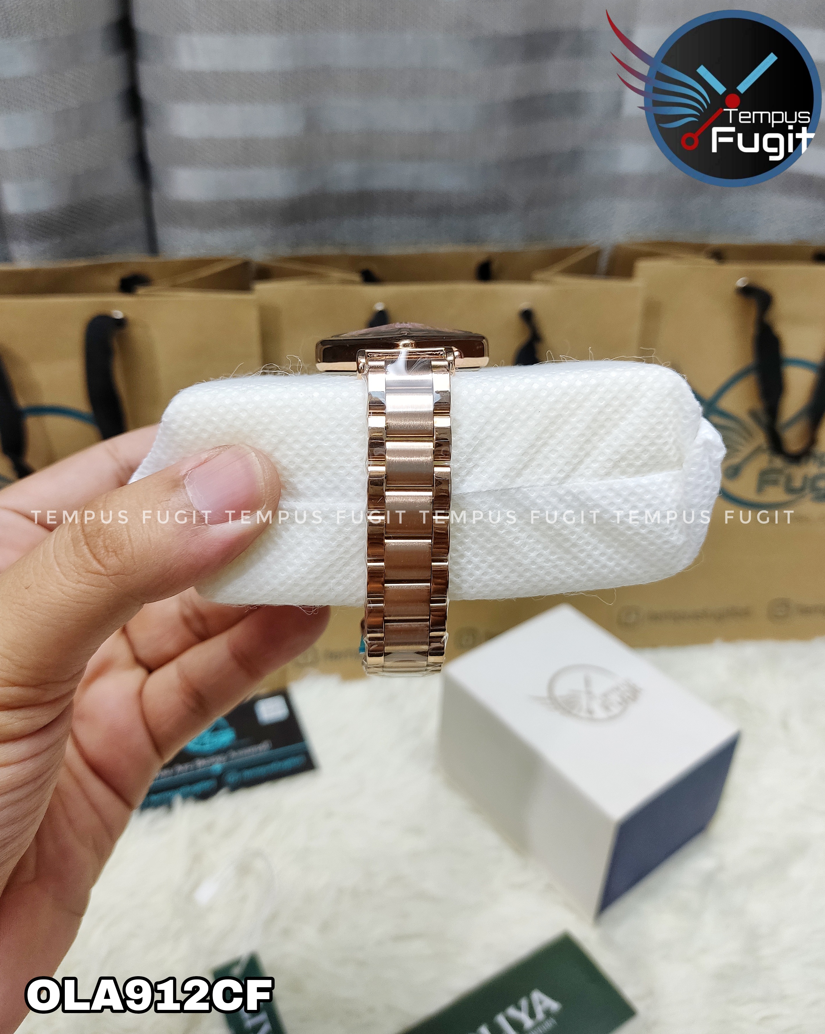 OLIYA 6819 Ladies Chain Watch- Sparkling Pink Dial- Rose Golden Bezel- Rose Golden Chain- TF Code OLA912CF_img_4