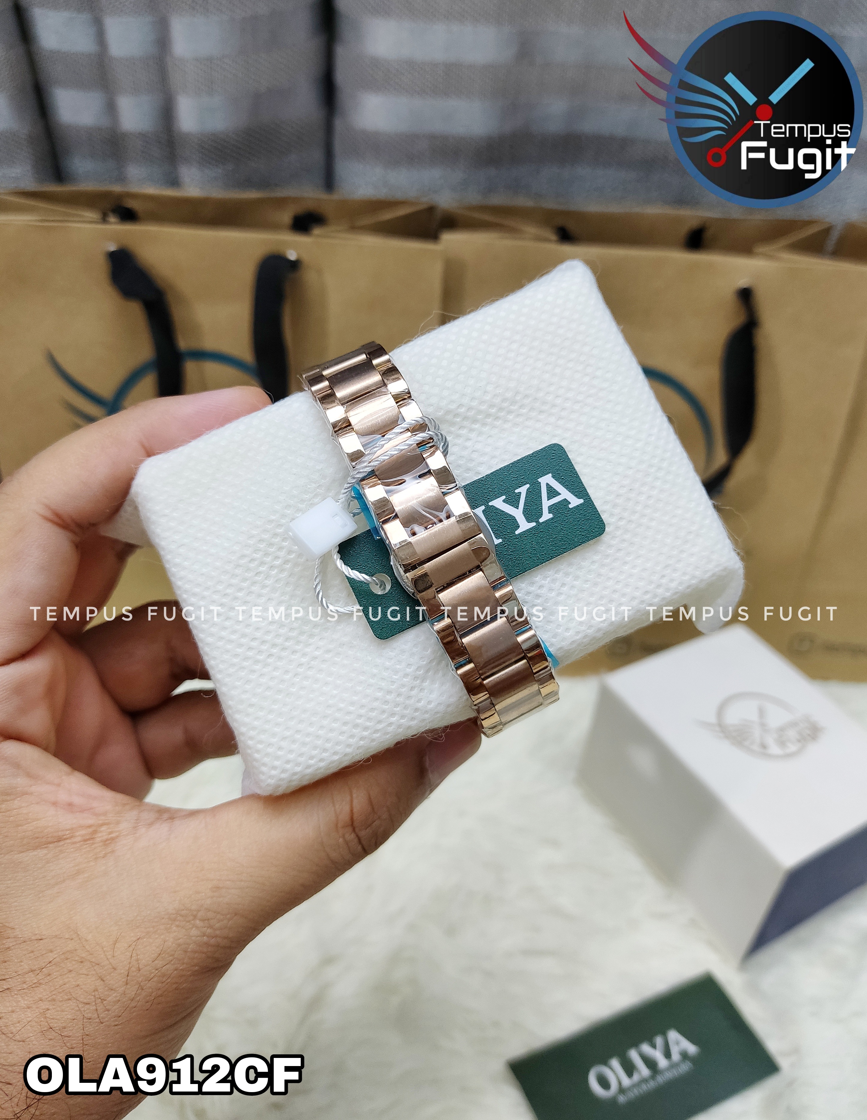 OLIYA 6819 Ladies Chain Watch- Sparkling Pink Dial- Rose Golden Bezel- Rose Golden Chain- TF Code OLA912CF_img_5