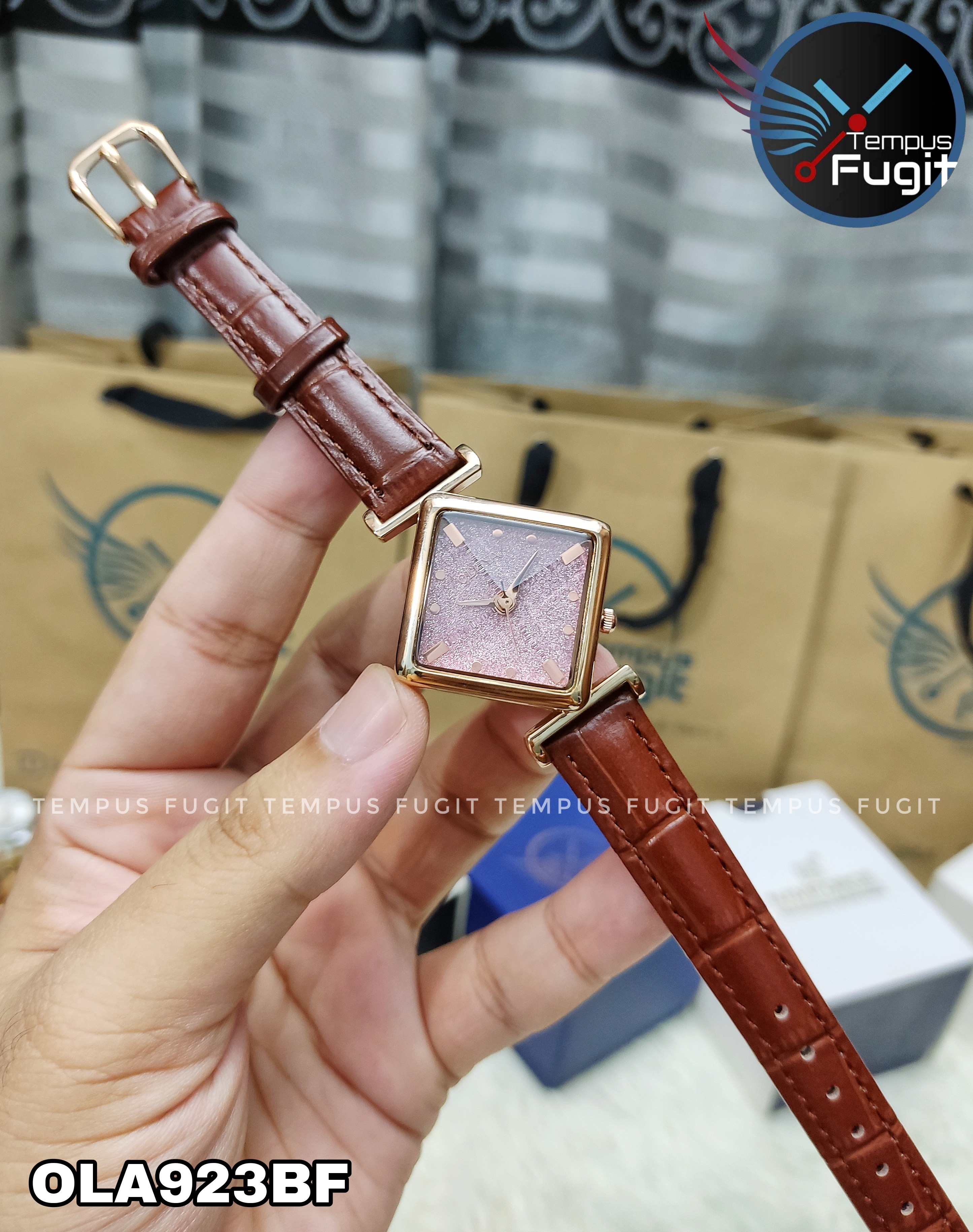 OLIYA 6819 Ladies Belt Watch- Sparkling Pink Dial- Rose Golden Bezel- Leather Color- TF Code OLA923BF_img_0