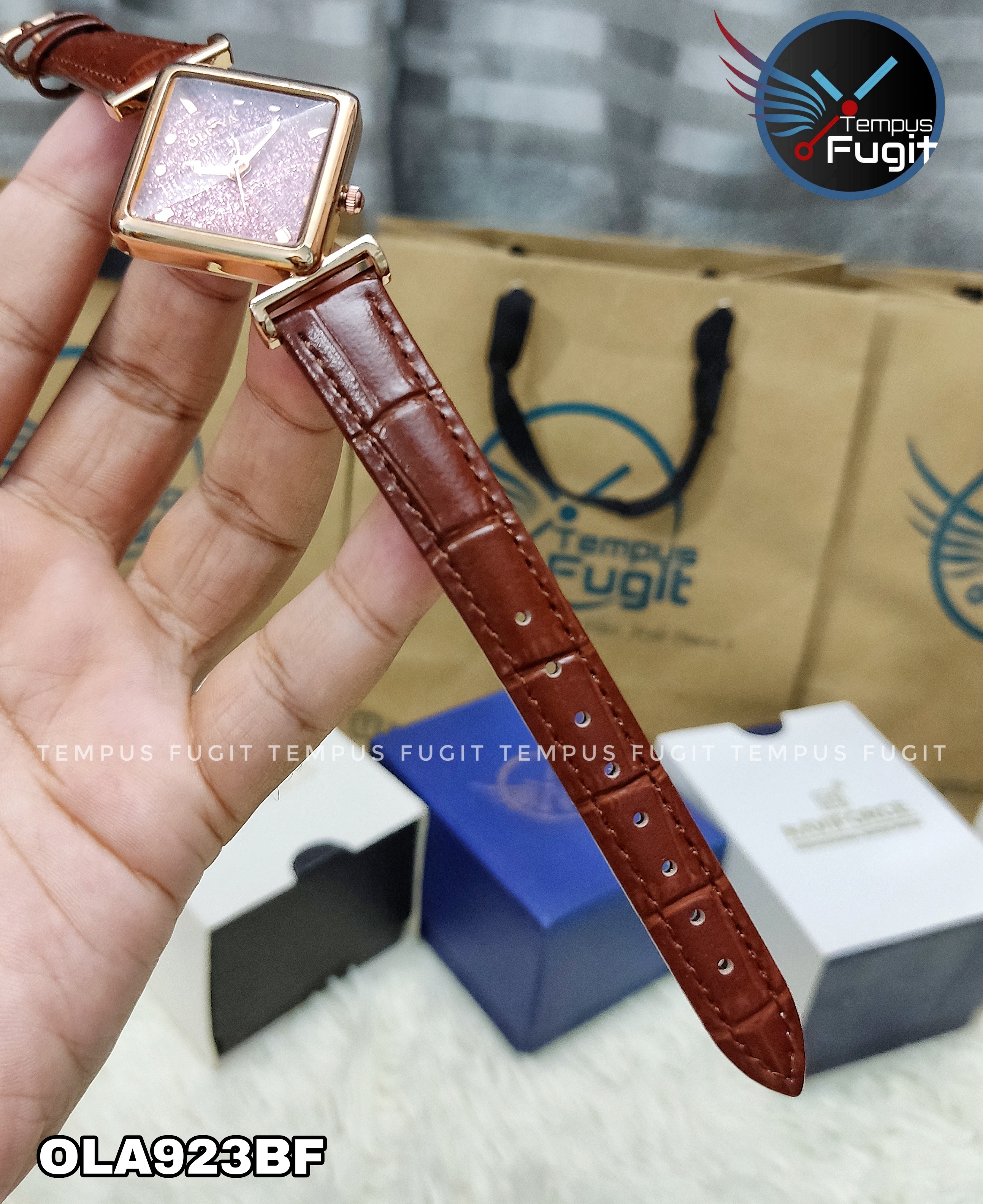 OLIYA 6819 Ladies Belt Watch- Sparkling Pink Dial- Rose Golden Bezel- Leather Color- TF Code OLA923BF_img_3