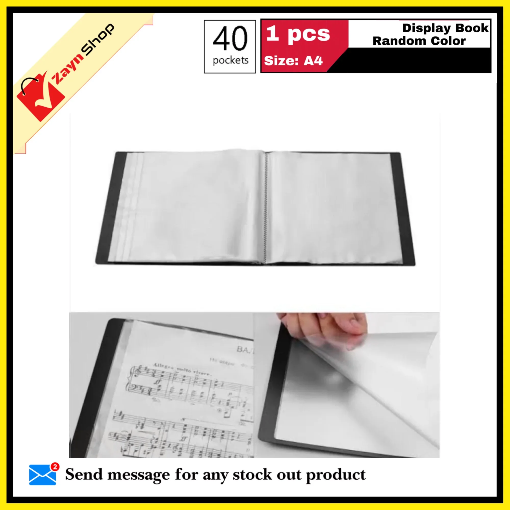 Display Book 40 Pocket Thin Plastic File Folder Display Presentation Book, A4 Size Random Color 1pcs - Innovative Design - Organize with Style_img_5