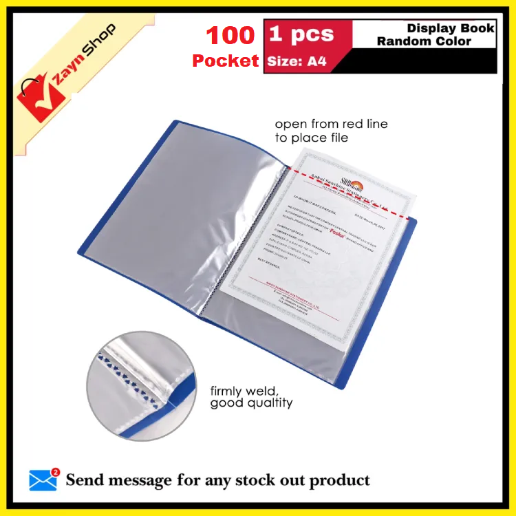 Display Book Plastic File Folder Display Presentation Book 100 Pocket A4 Size Random color- 1pcs_img_1