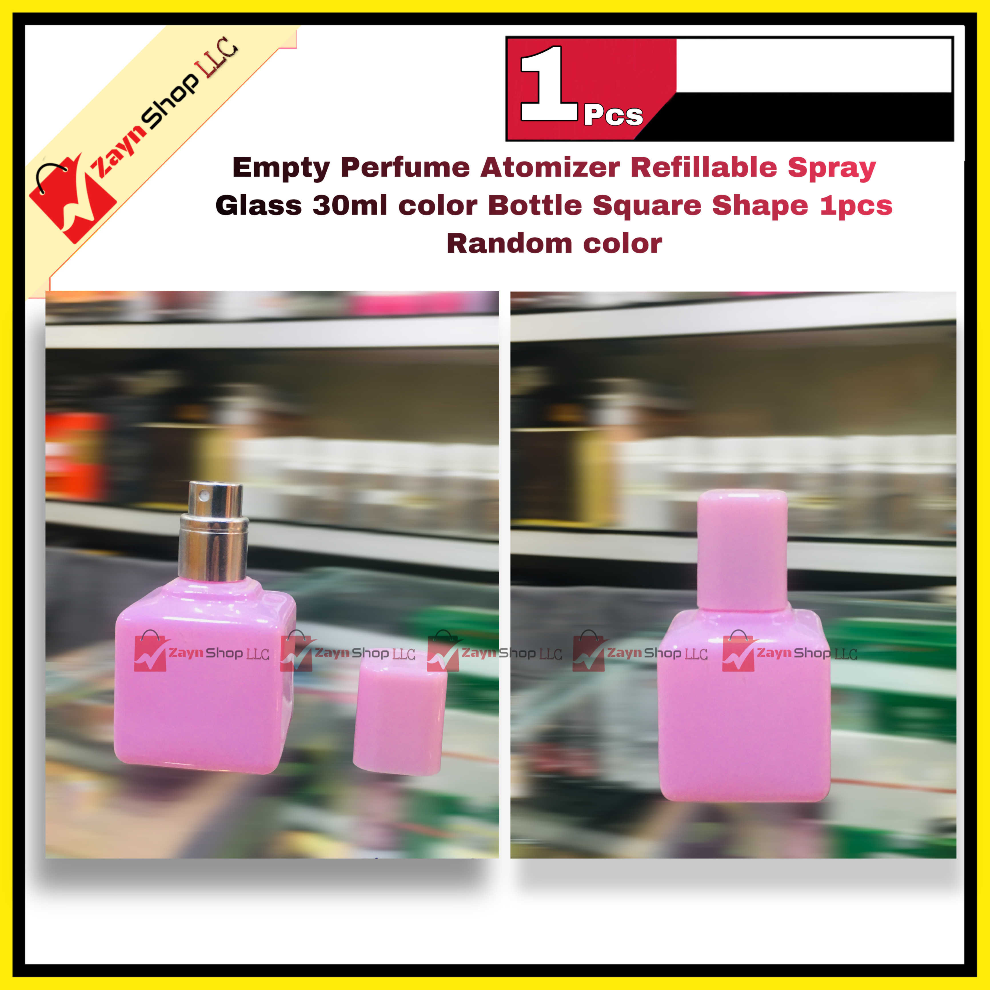 Empty Perfume Atomizer Refillable Spray Glass 30ml color Bottle Square Shape 1pcs  Random color_img_0