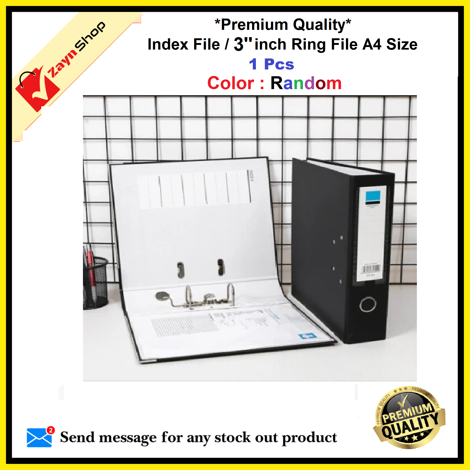 Index File / Premium Quality 3 inch 2 Ring File / Data Bank Ring File Random Color 1pcs_img_0