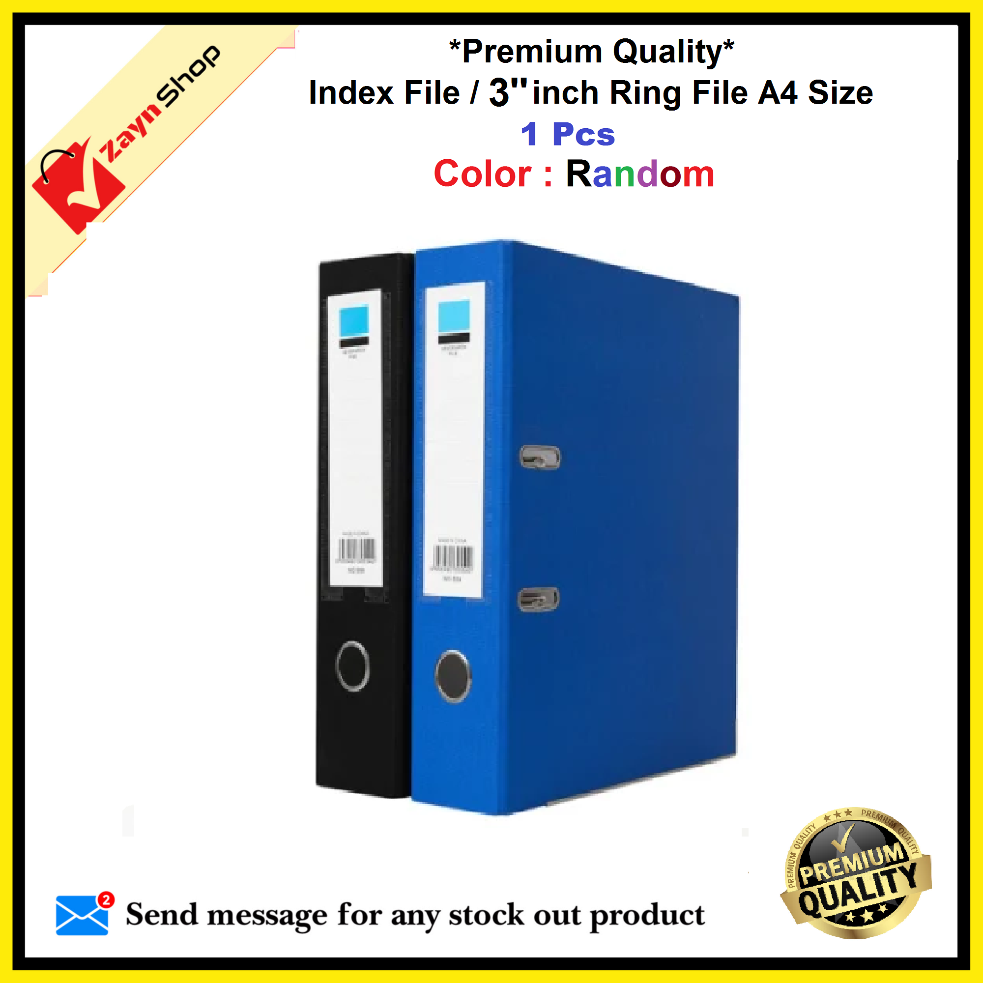 Index File / Premium Quality 3 inch 2 Ring File / Data Bank Ring File Random Color 1pcs_img_1