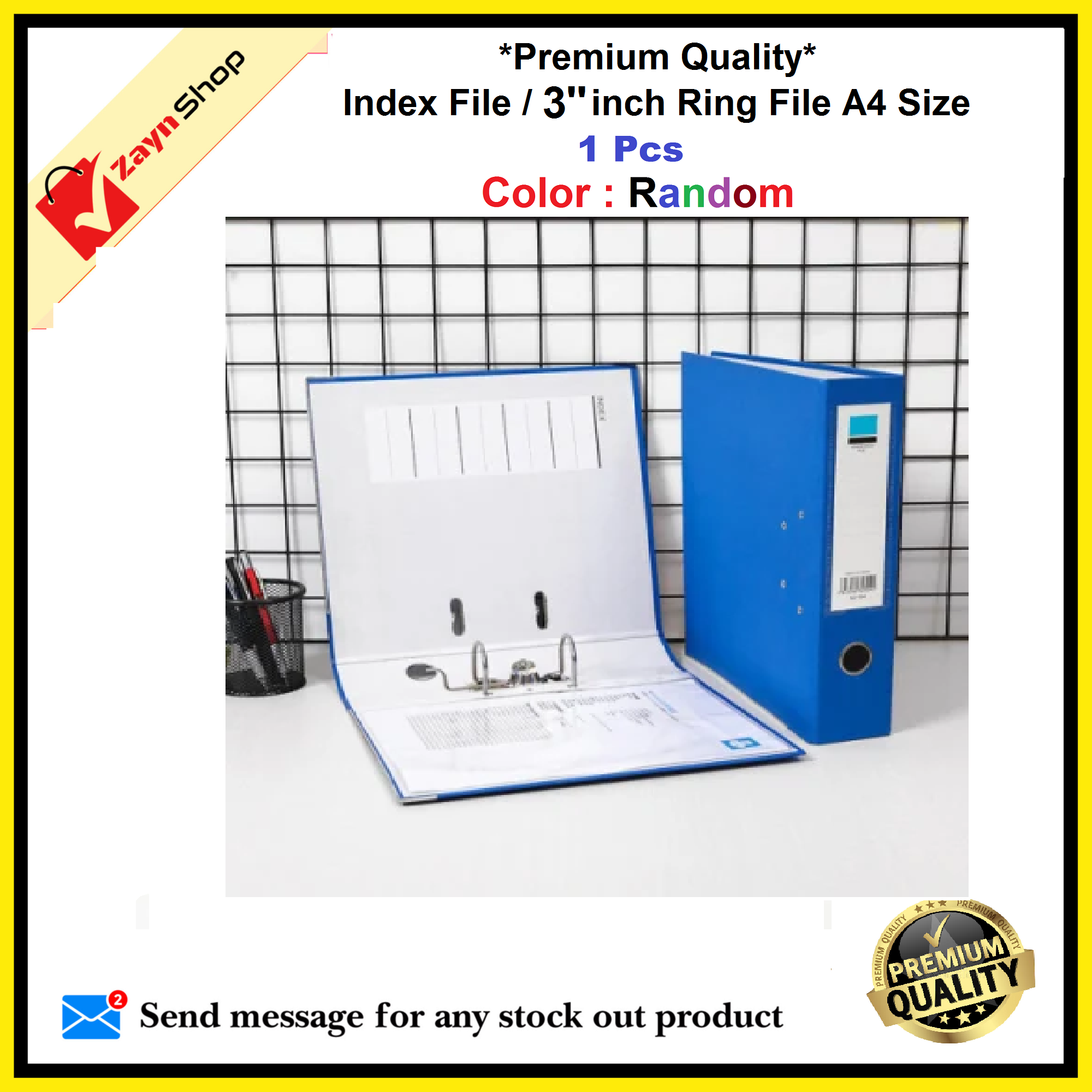 Index File / Premium Quality 3 inch 2 Ring File / Data Bank Ring File Random Color 1pcs_img_2