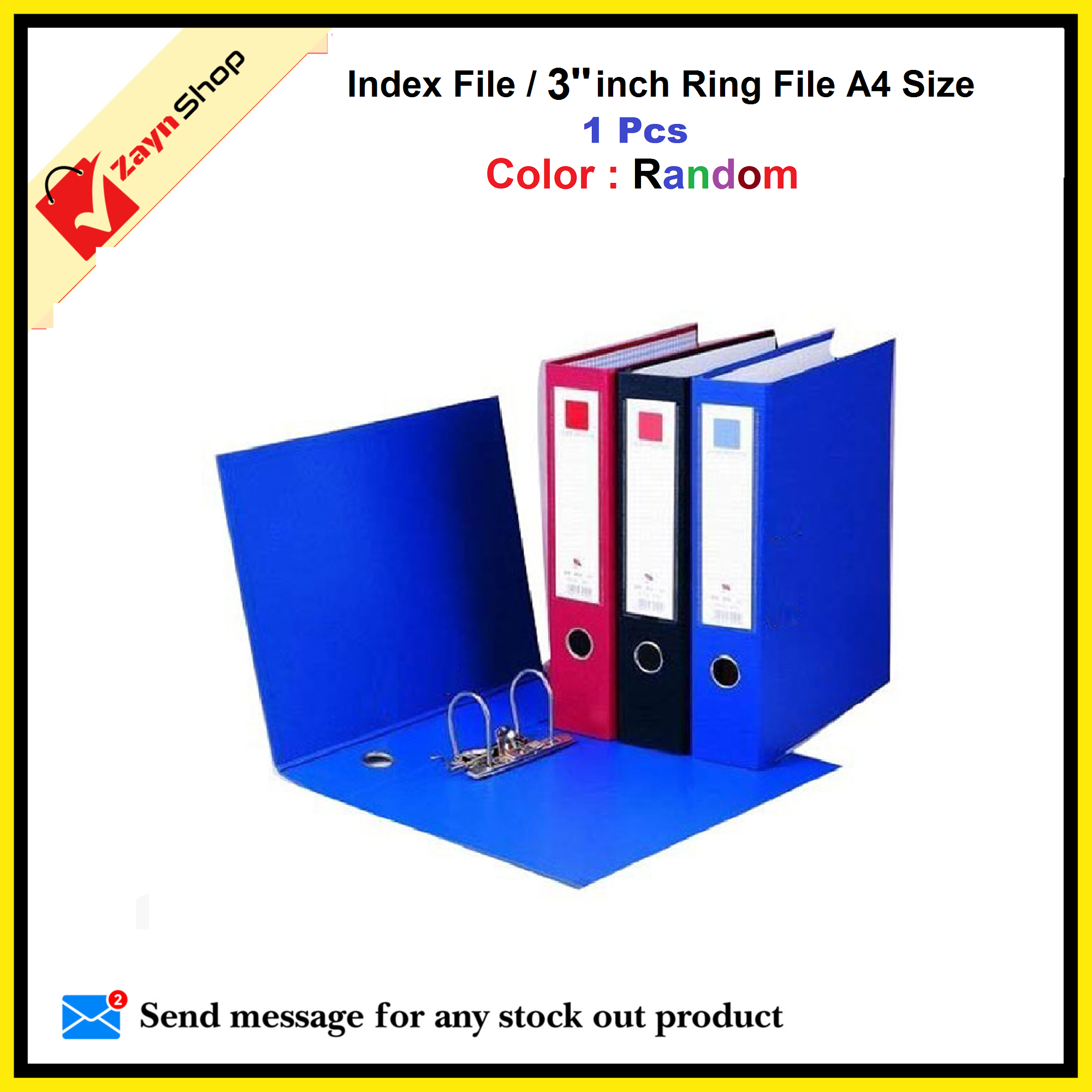 Index File 3 inch 2 Ring File / Data Bank Ring File Random Color 1pcs_img_0