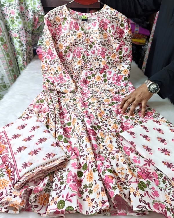 cotton gown 3 piece - Image 1