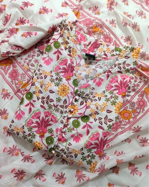 cotton gown 3 piece - Image 3