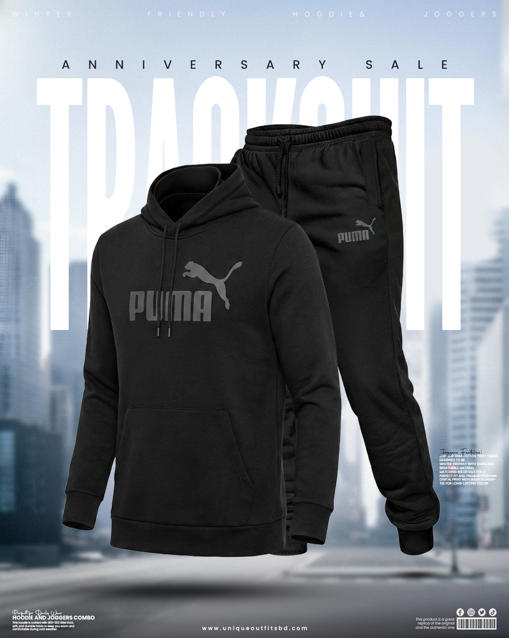 HJ04 Premium Winter Hoodie & Joggers Combo Set