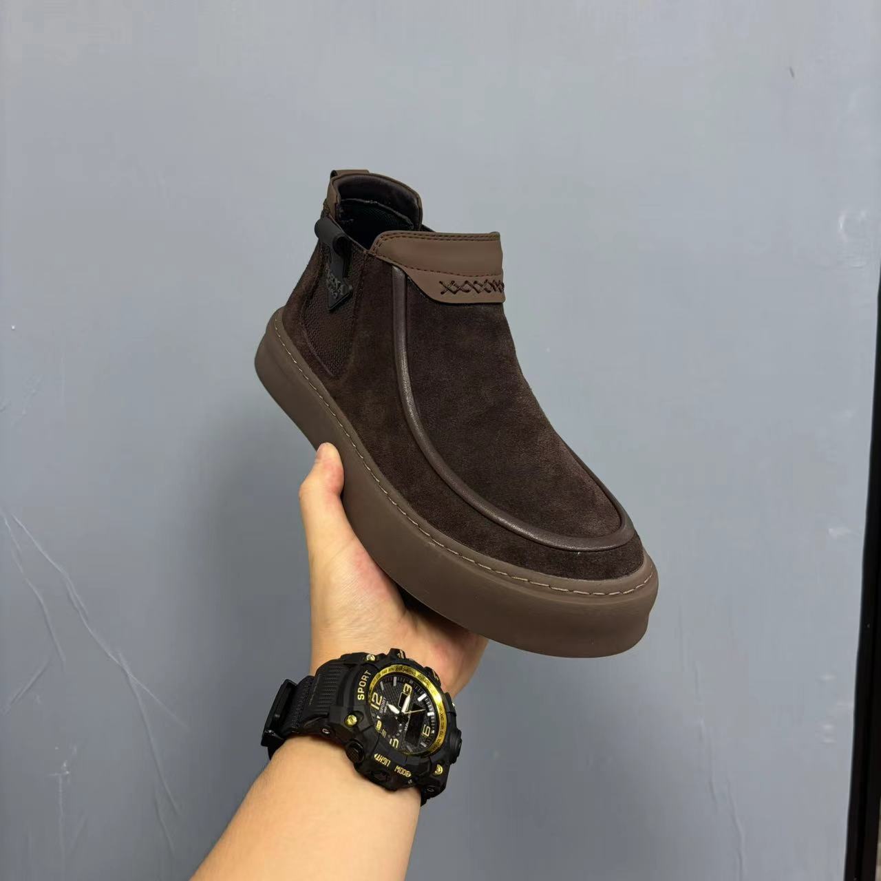 Cowhide slip-on casual suede shoes_img_2