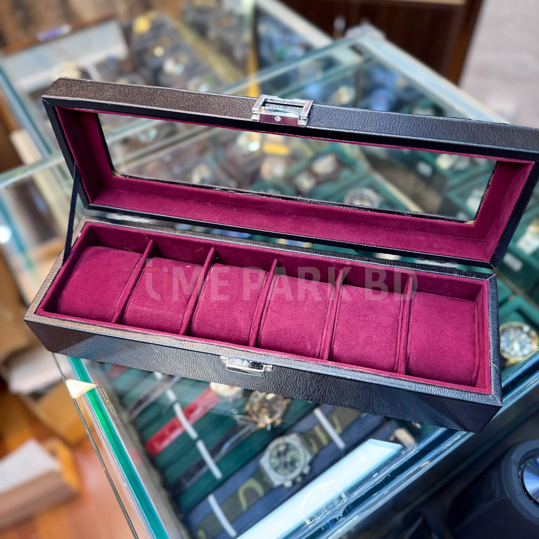 6 slot leather watch orgaziner - Black & Magenda_img_5