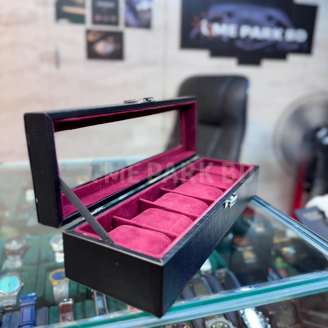 6 slot leather watch orgaziner - Black & Magenda_img_4