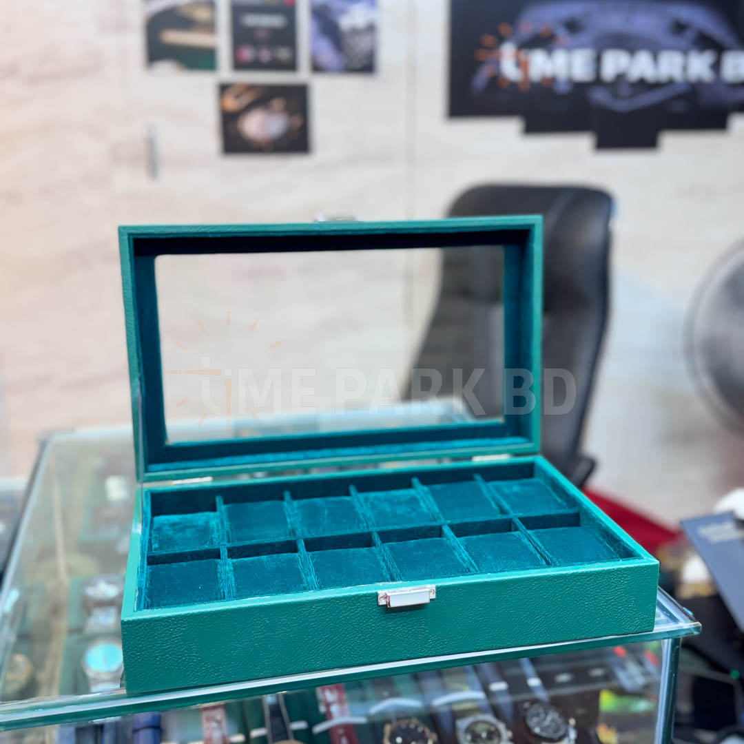 12 slot leather watch organizer in Green Color_img_1