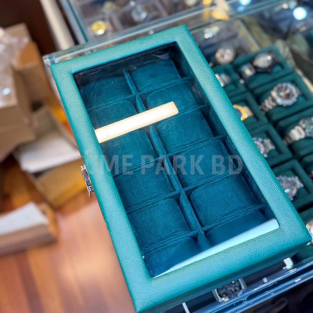 12 slot leather watch organizer in Green Color_img_2