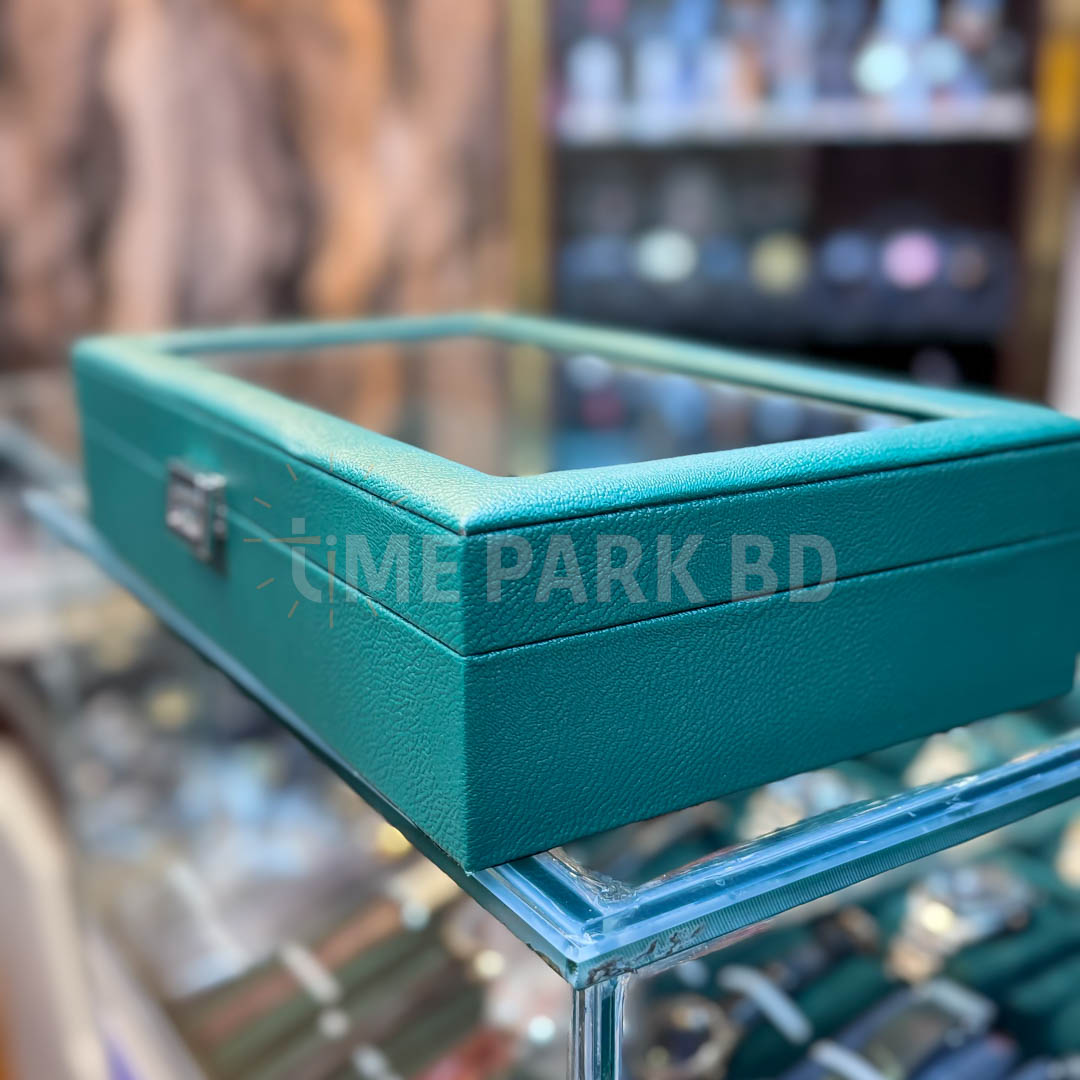 12 slot leather watch organizer in Green Color_img_3