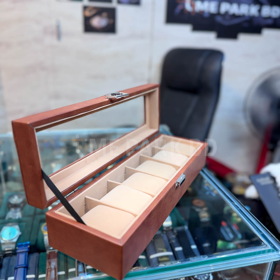 6 slot leather watch organizer in brown color_img_2