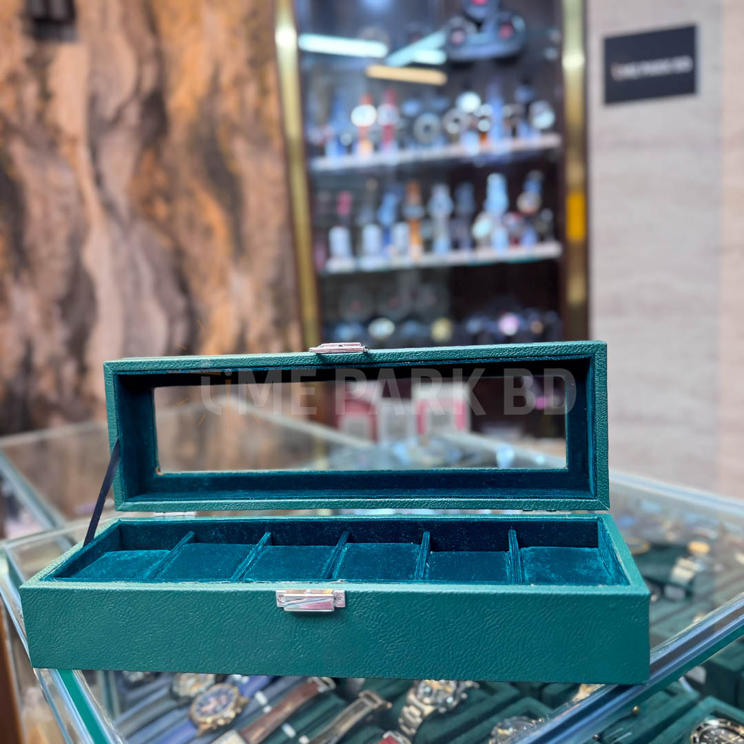 6 slot watch leather organizer with Green color_img_1