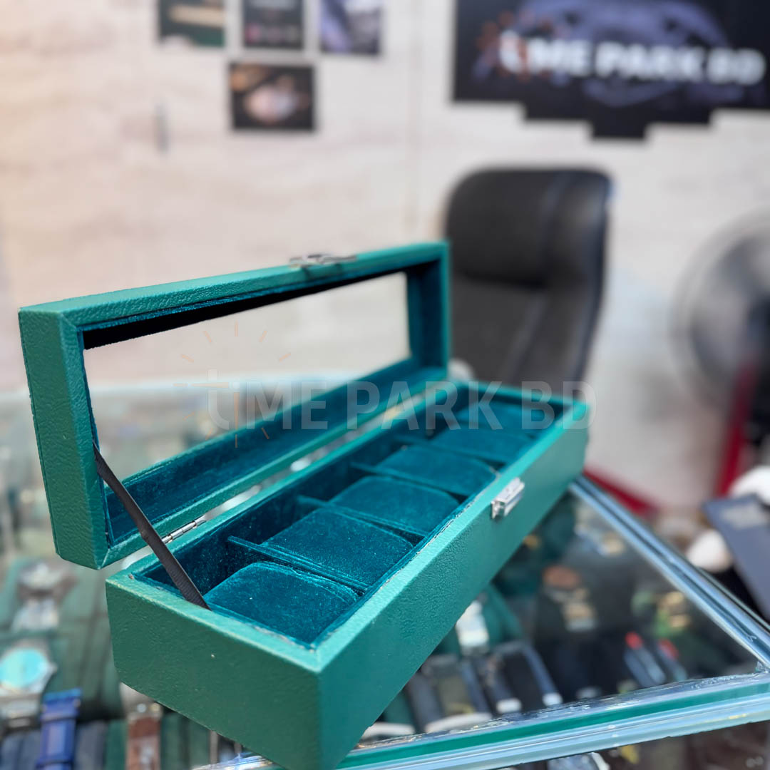 6 slot watch leather organizer with Green color
