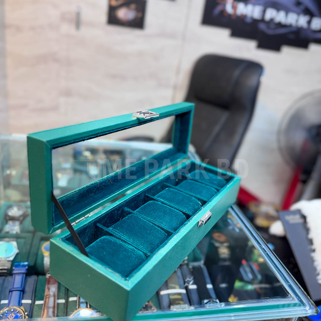 6 slot watch leather organizer with Green color_img_3