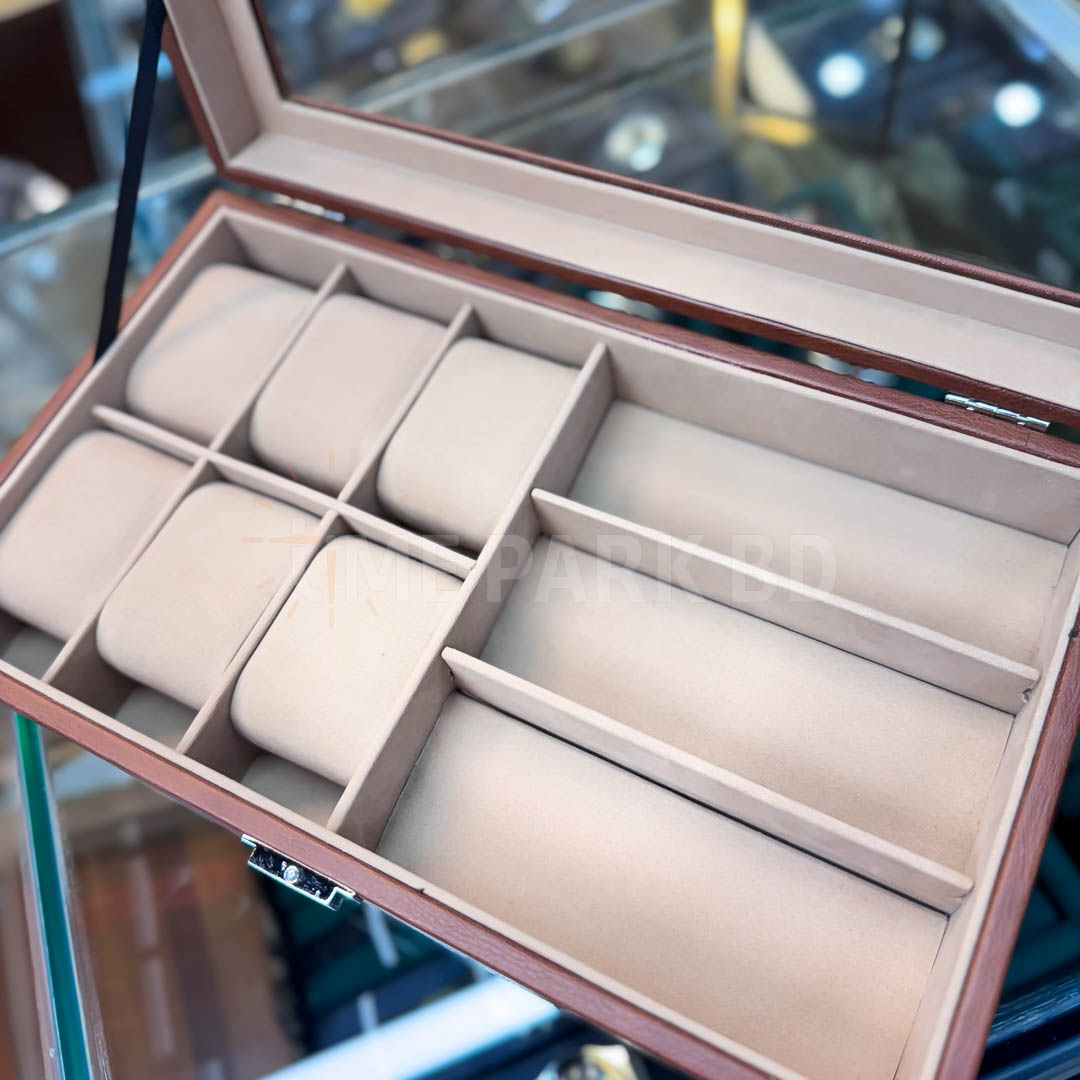 6*3 Slot leather watch & Sunglass organizer in Brown color_img_1