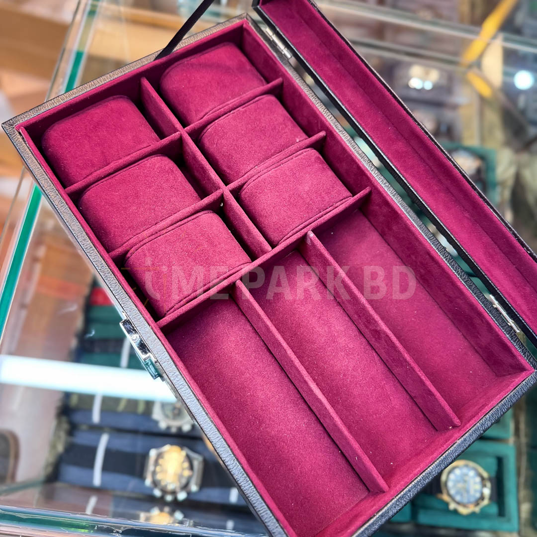 6*3 Slot leather watch & Sunglass organizer Black leather_img_1