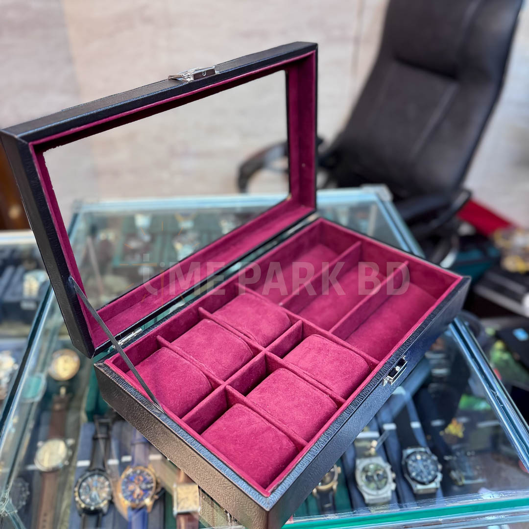 6*3 Slot leather watch & Sunglass organizer Black leather_img_3