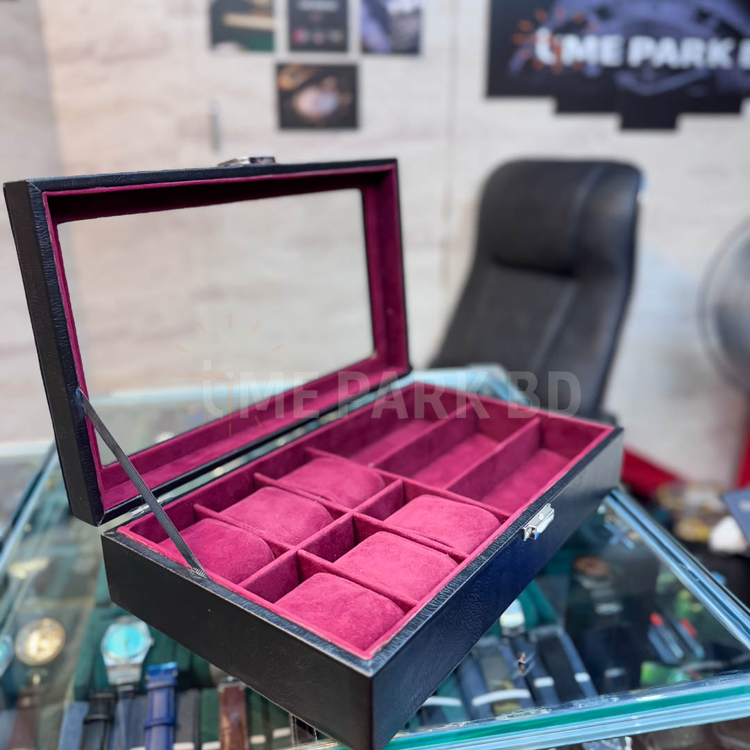 6*3 Slot leather watch & Sunglass organizer Black leather_img_2