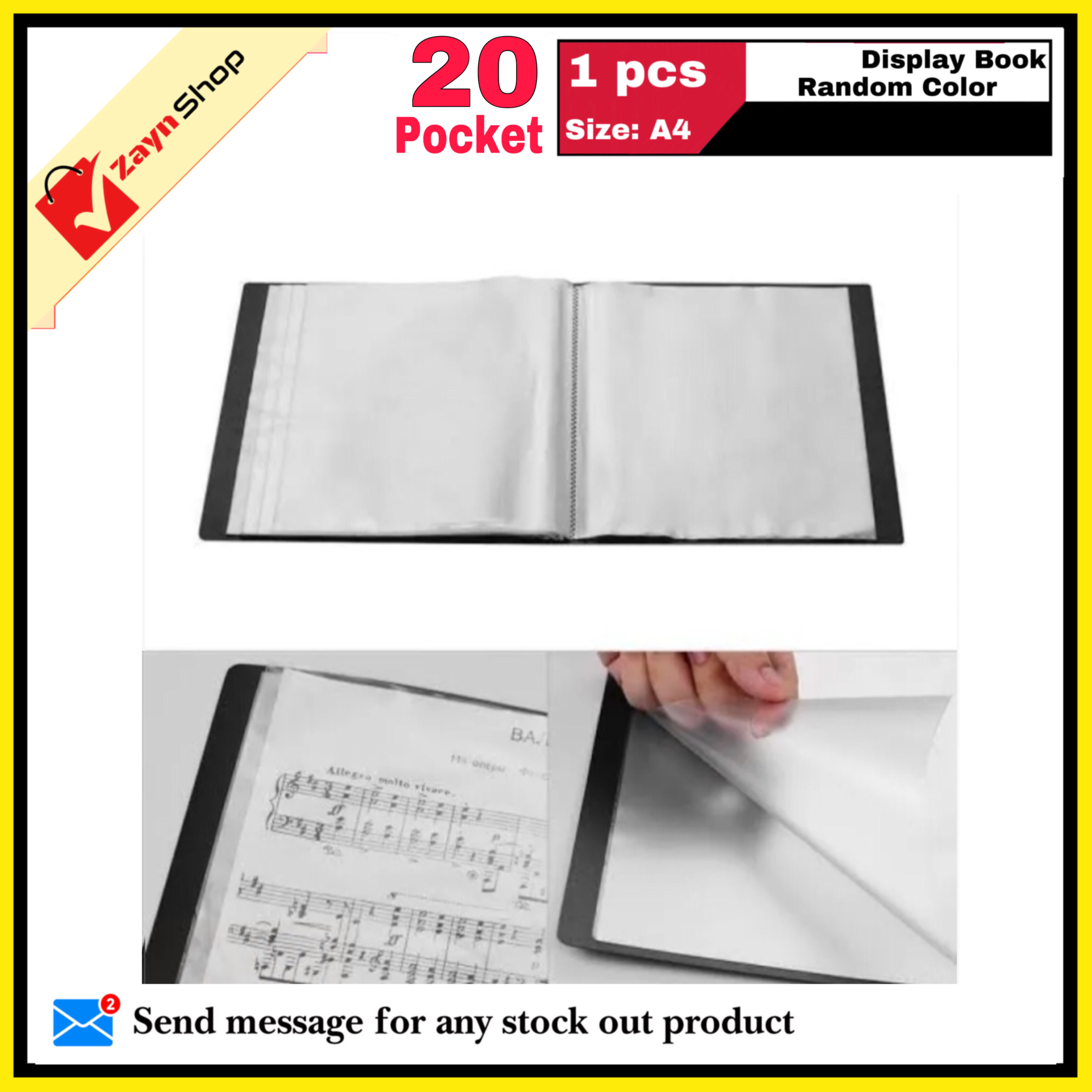 Display Book 20 Pocket Thin Plastic File Folder Display Presentation Book, A4 Size Random Color 1pcs - Innovative Design - Organize with Style_img_2