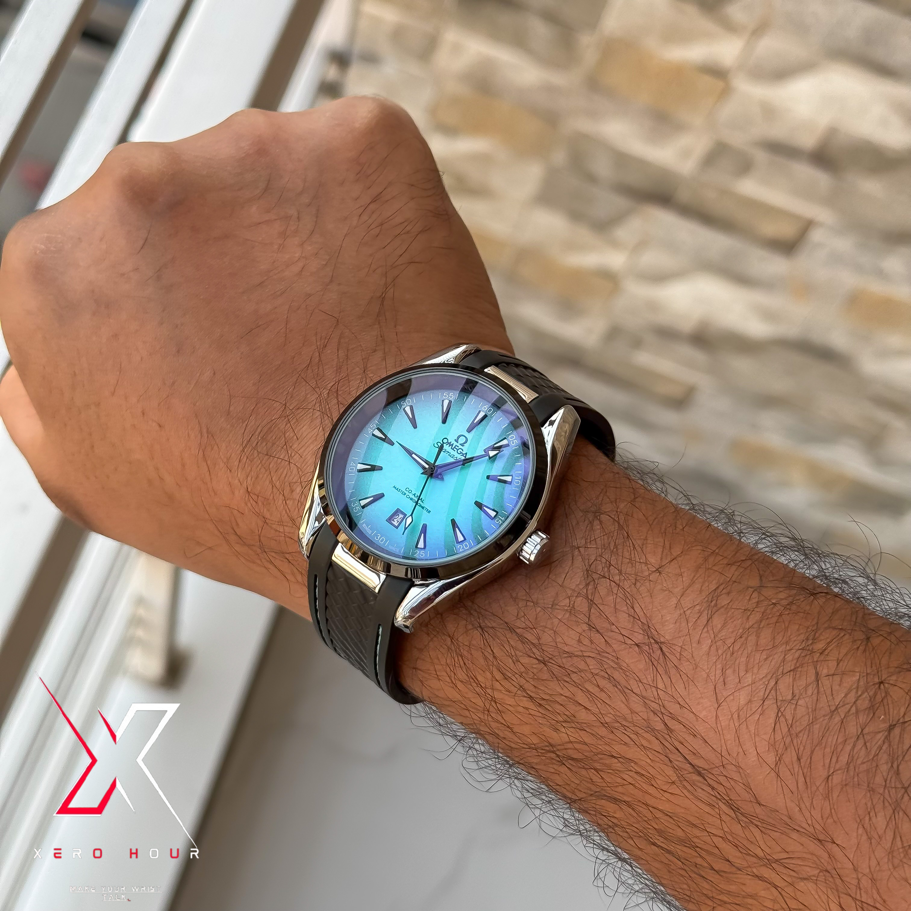 Omega Seamaster | Automatic Movement | Silicon Strap | Cyan Dial_img_4