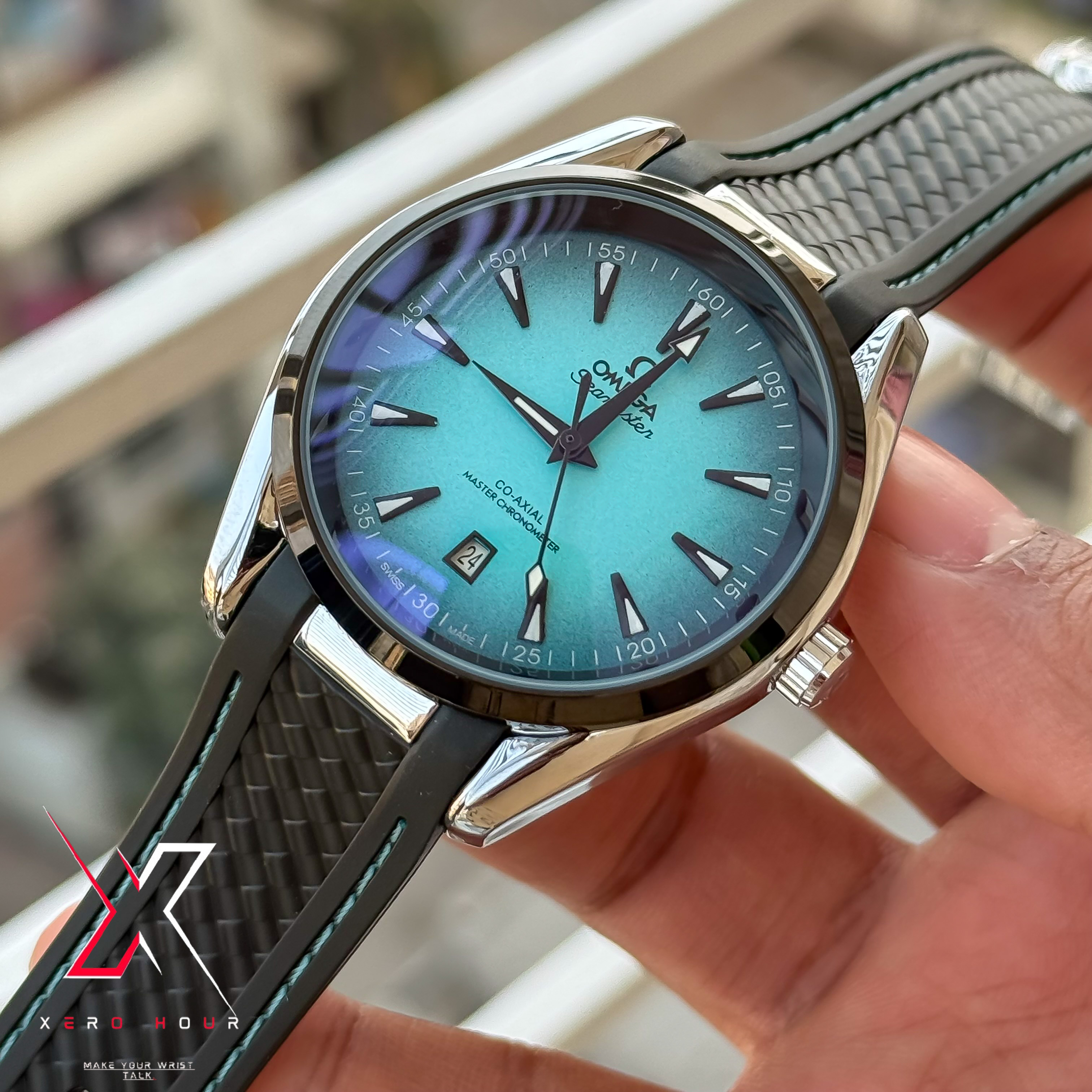 Omega Seamaster | Automatic Movement | Silicon Strap | Cyan Dial_img_5