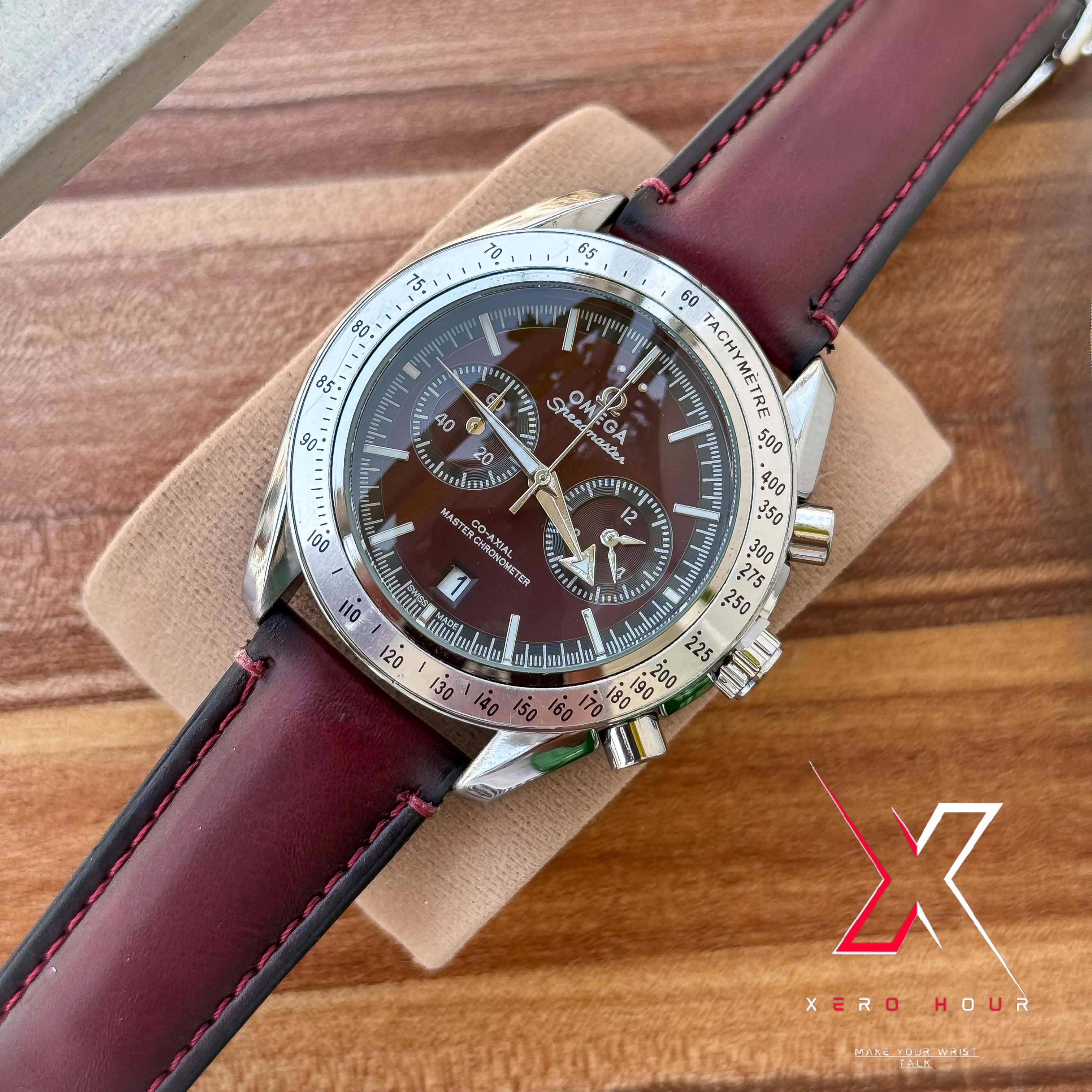 Omega Speedmaster | 57 Cherry Red Belt | Burgandy Dial | AA Grade_img_2