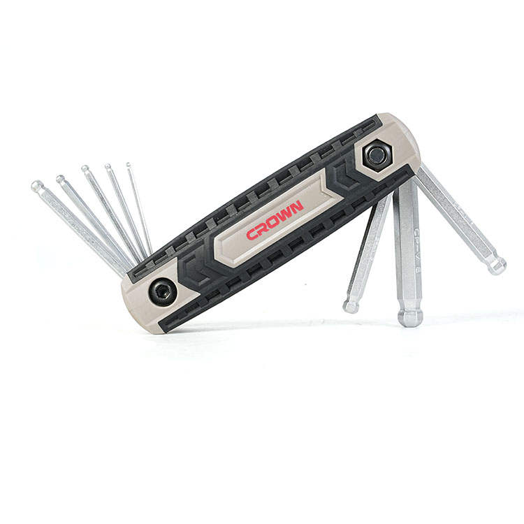 CROWN Professional 8pcs Foldable hex key set ball head, Ball head, CR-V, 8pcs; CPHOF-BMAX08