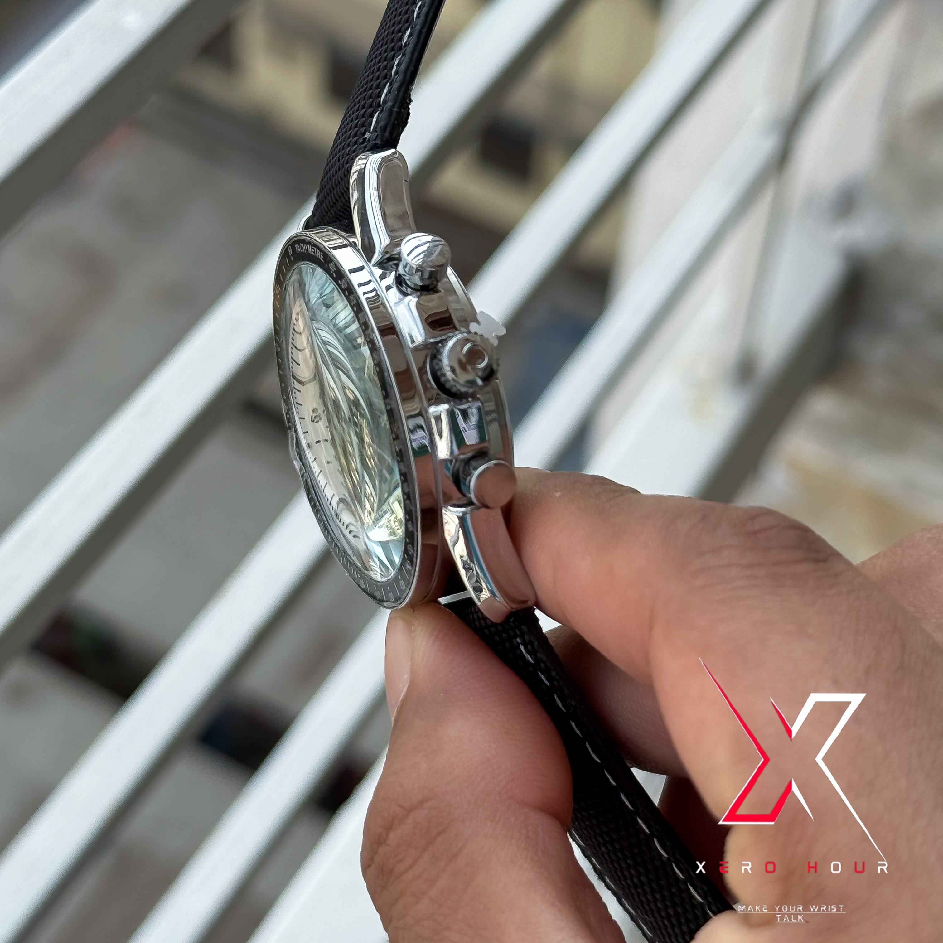 Omega Speedmaster | "Silver Snoopy" 50th Anniversary | Black Shade | Black Denim stitch Belt_img_4