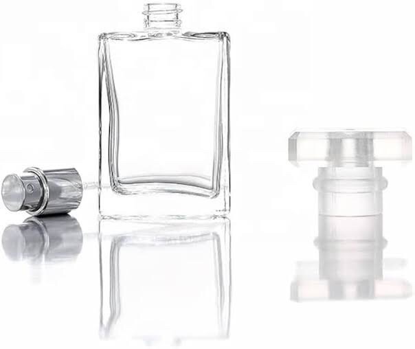 Empty Perfume Atomizer Refillable Spray 100ml Bottle 1pcs - Transparent Glass Square Shape - Very Comfortable and Fashionable_img_1