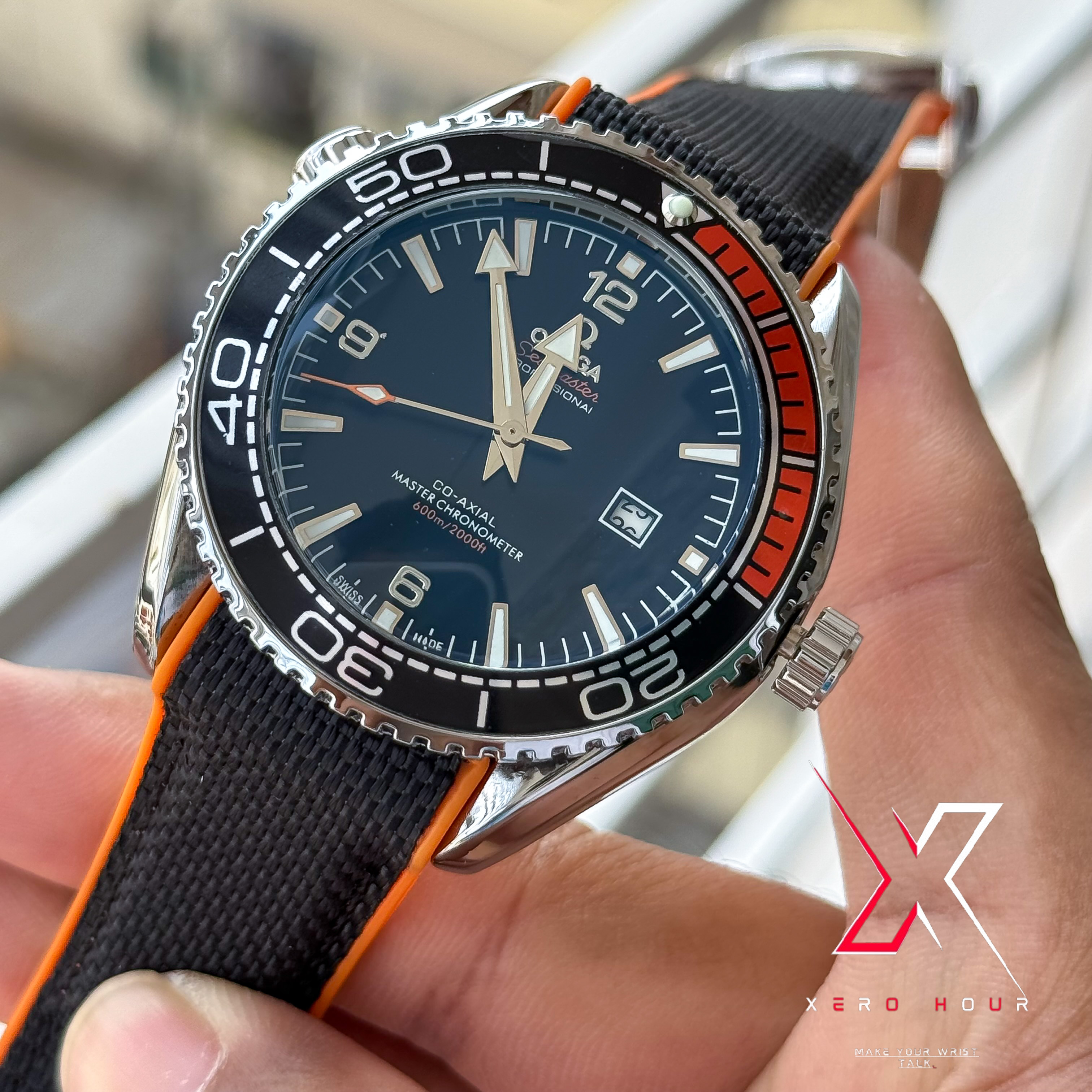 Omega Seamaster | Date just edition | Nylon strap | black Strap | Black Dial