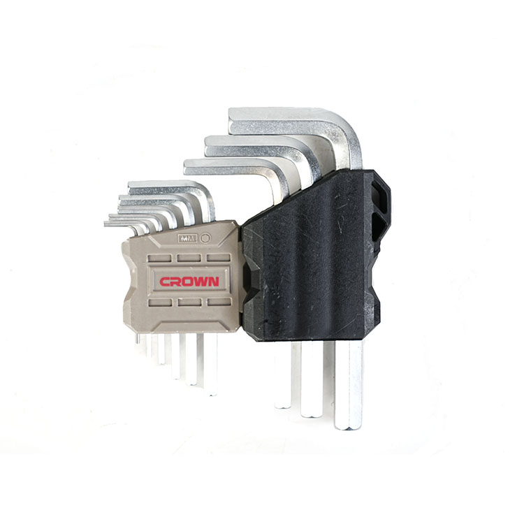 CROWN Professional 9pcs Hex key set ( Short | Long | Extra Long ), Flat head, CR-V, 9pcs; CPHOK-HMAX09