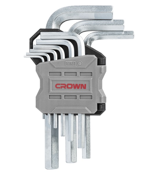 CROWN Professional 9pcs Hex key set ( Short | Long | Extra Long ), Flat head, CR-V, 9pcs; CPHOK-HMAX09_img_3