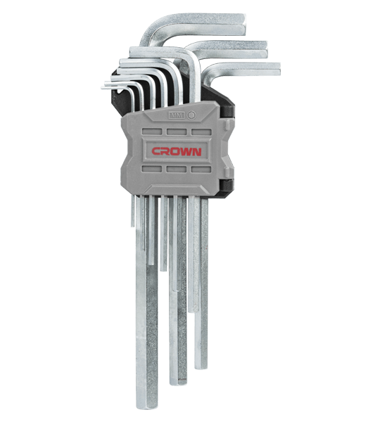CROWN Professional 9pcs Hex key set ( Short | Long | Extra Long ), Flat head, CR-V, 9pcs; CPHOK-HMAX09_img_4