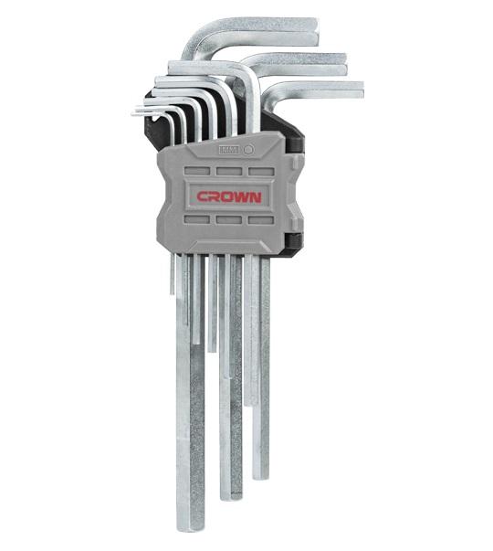 CROWN Professional 9pcs Hex key set ( Short | Long | Extra Long ), Flat head, CR-V, 9pcs; CPHOK-HMAX09_img_8