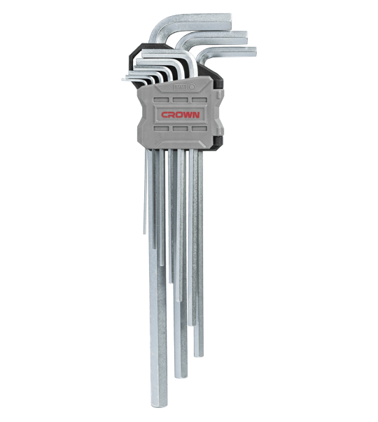 CROWN Professional 9pcs Hex key set ( Short | Long | Extra Long ), Flat head, CR-V, 9pcs; CPHOK-HMAX09_img_9