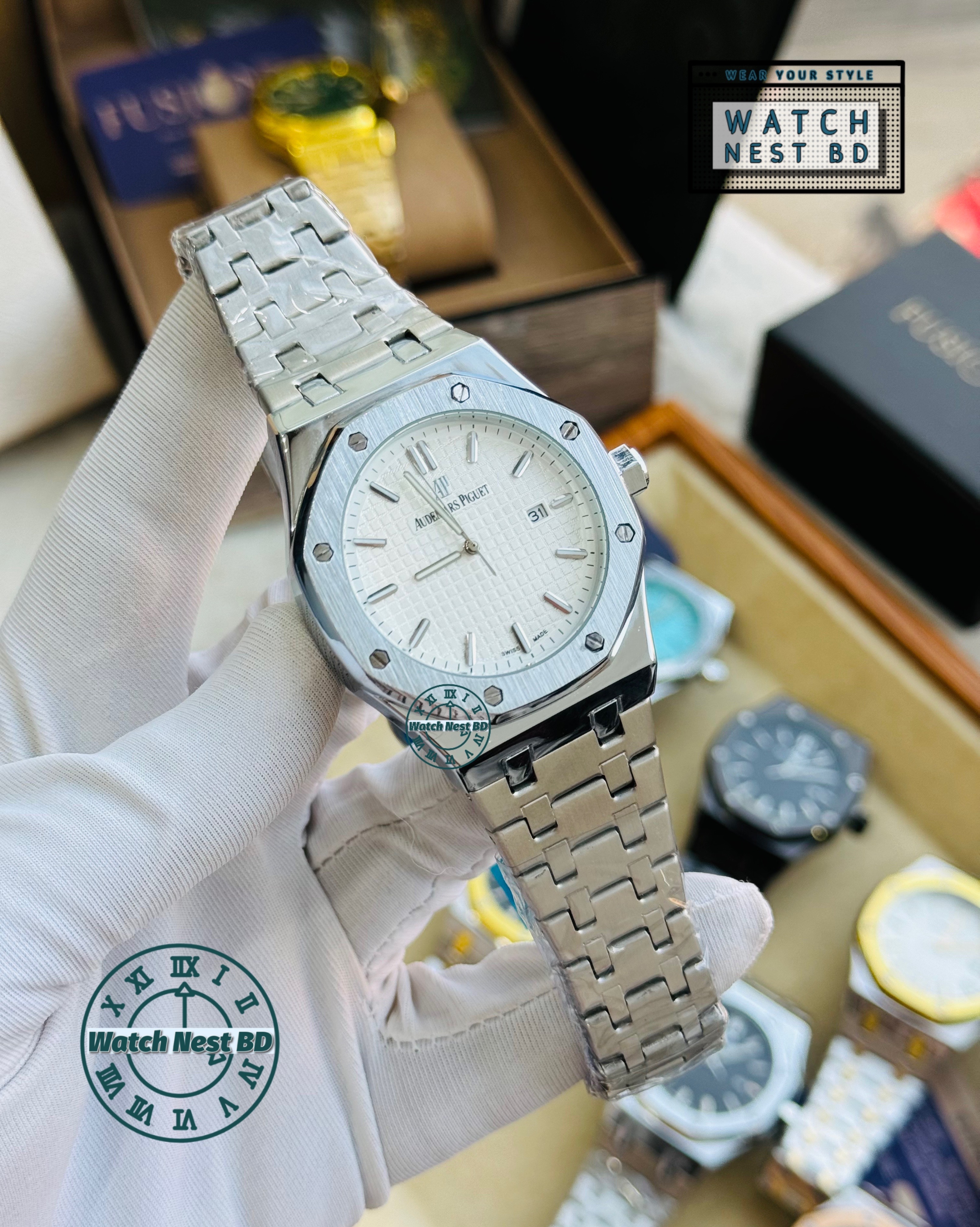 Audemars Piguet AP Silver White Quartz Movement Sqr Watch (AA Grade)_img_0