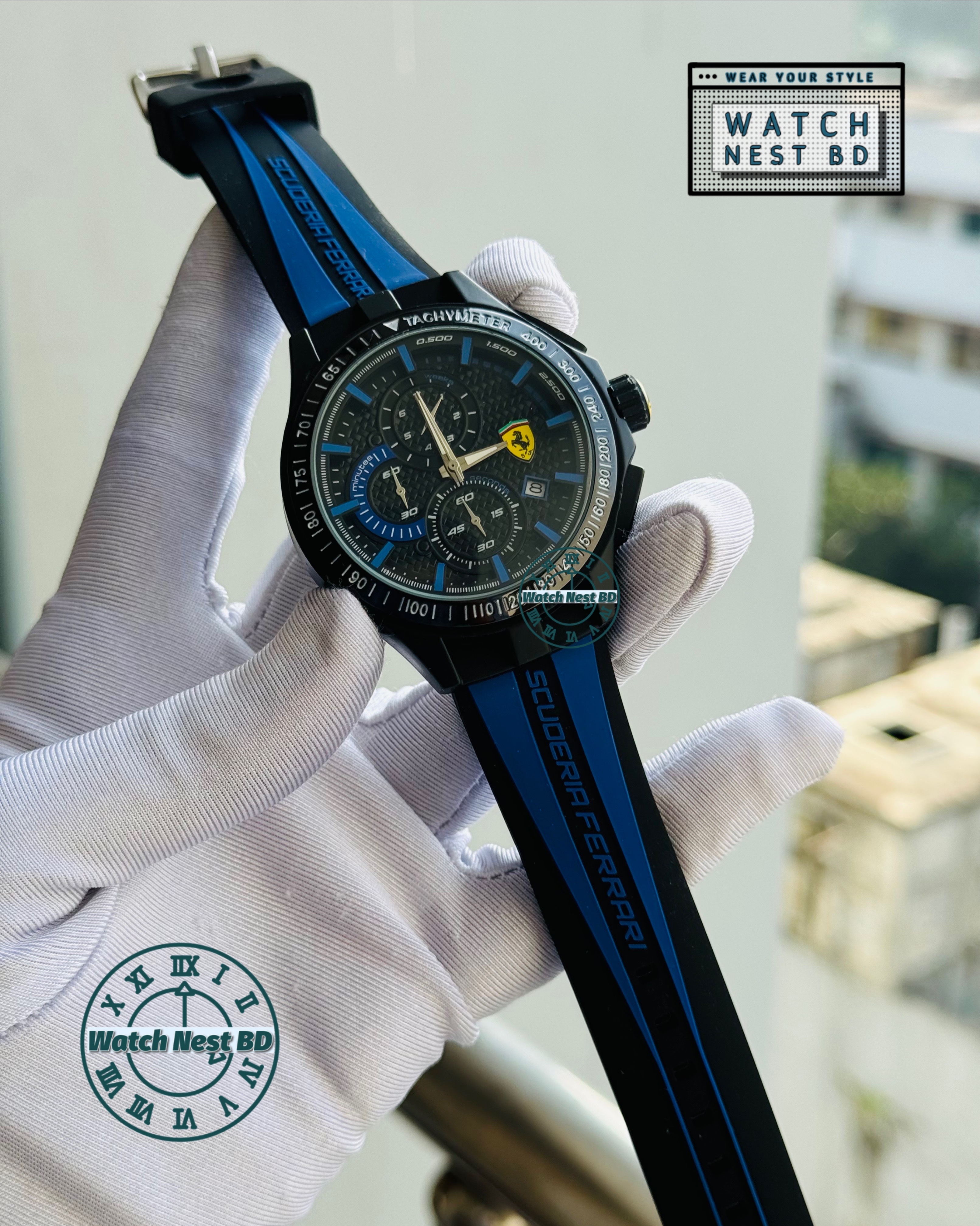 Ferrari Blue Chronograph Watch (AA Grade)