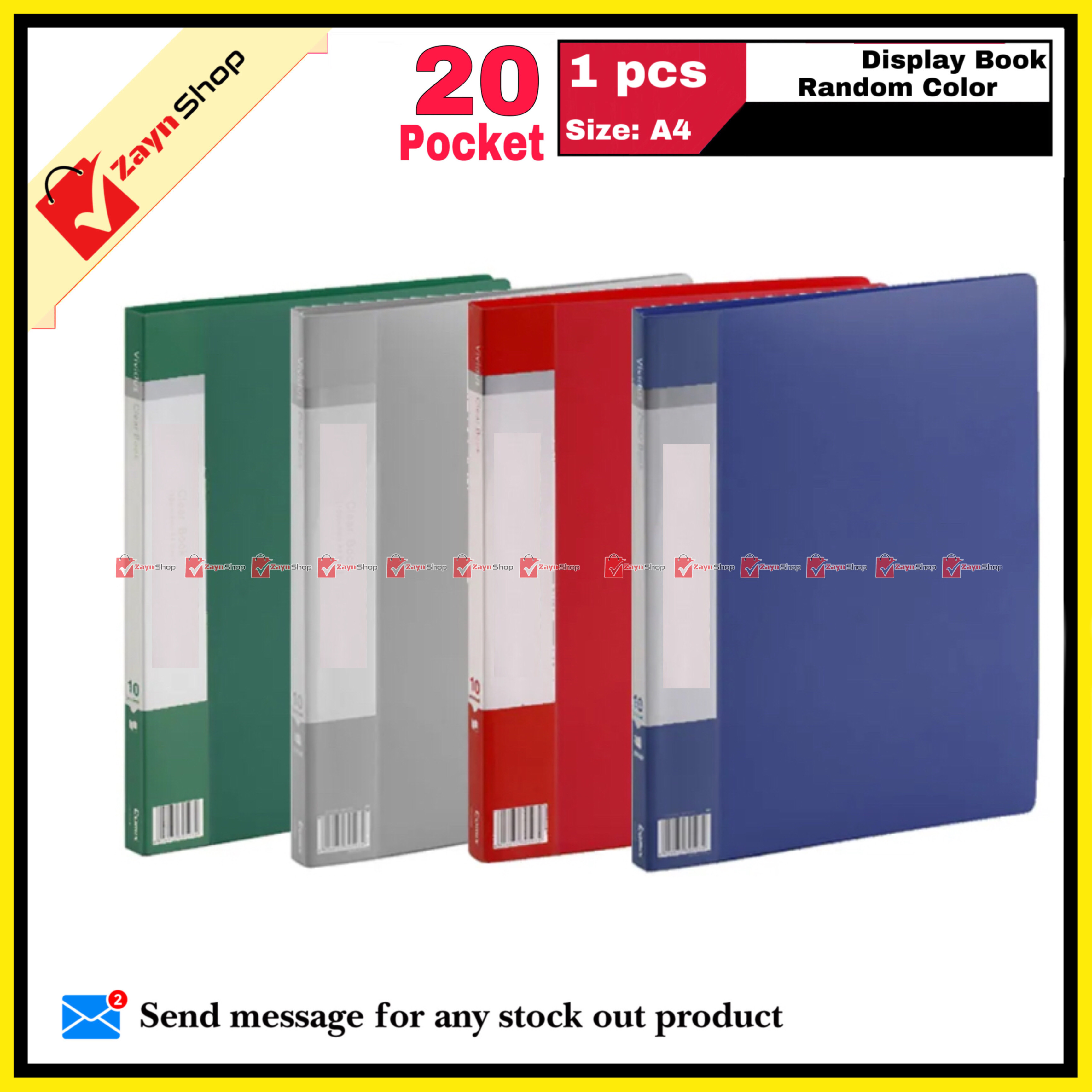 Display Book 20 Pocket Thin Plastic File Folder Display Presentation Book, A4 Size Random Color 1pcs - Innovative Design - Organize with Style_img_0