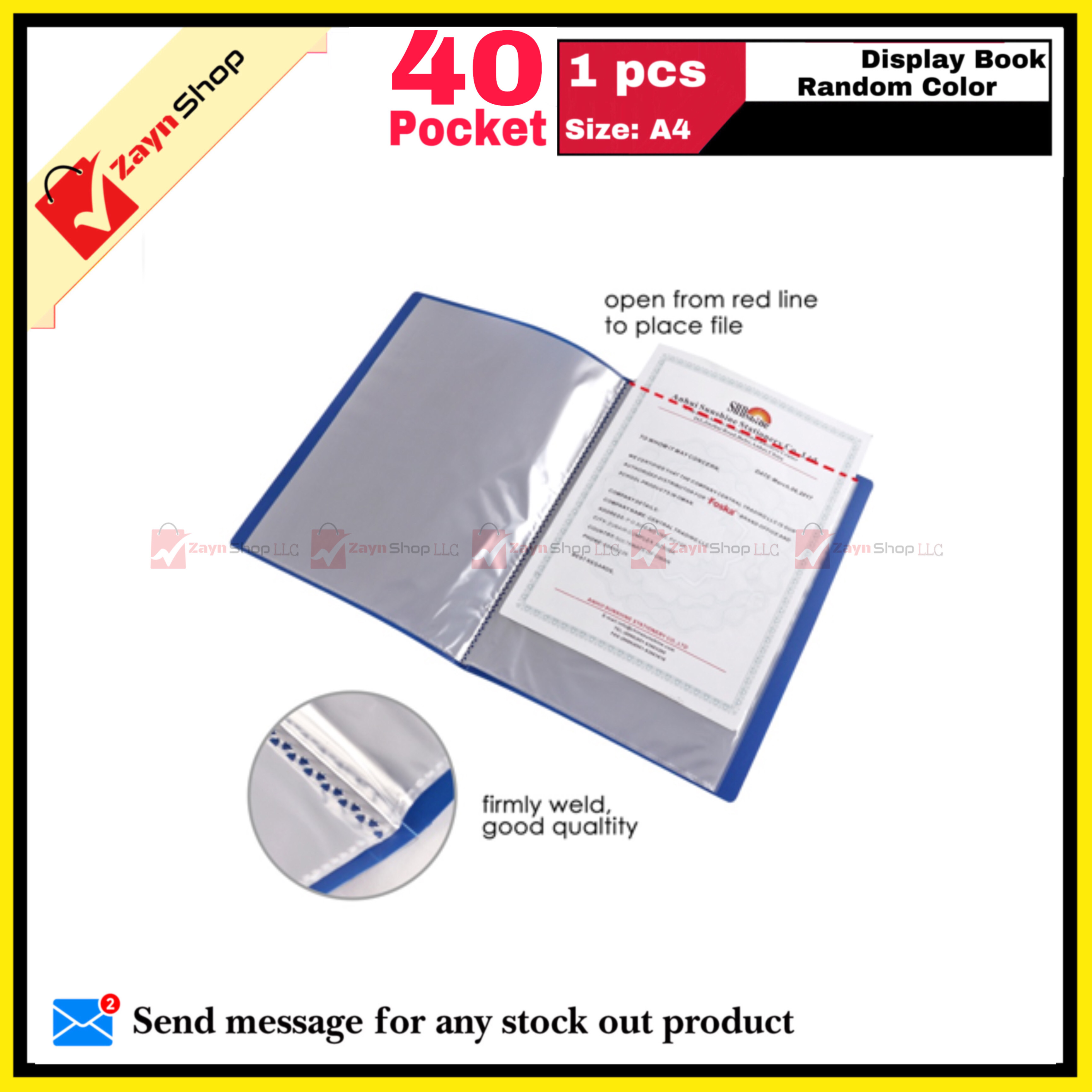 Display Book 40 Pocket Thin Plastic File Folder Display Presentation Book, A4 Size Random Color 1pcs - Innovative Design - Organize with Style_img_1