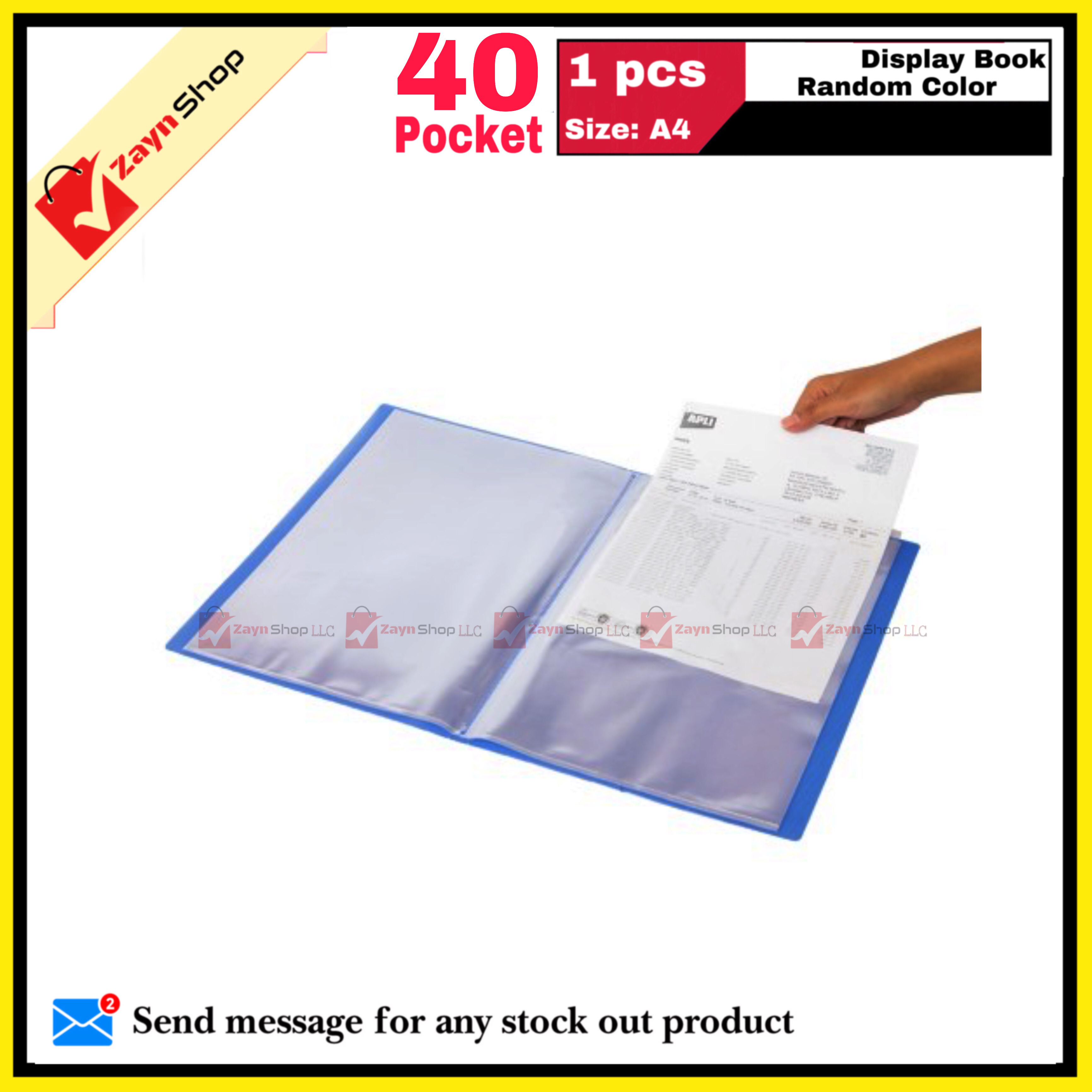 Display Book 40 Pocket Thin Plastic File Folder Display Presentation Book, A4 Size Random Color 1pcs - Innovative Design - Organize with Style_img_2
